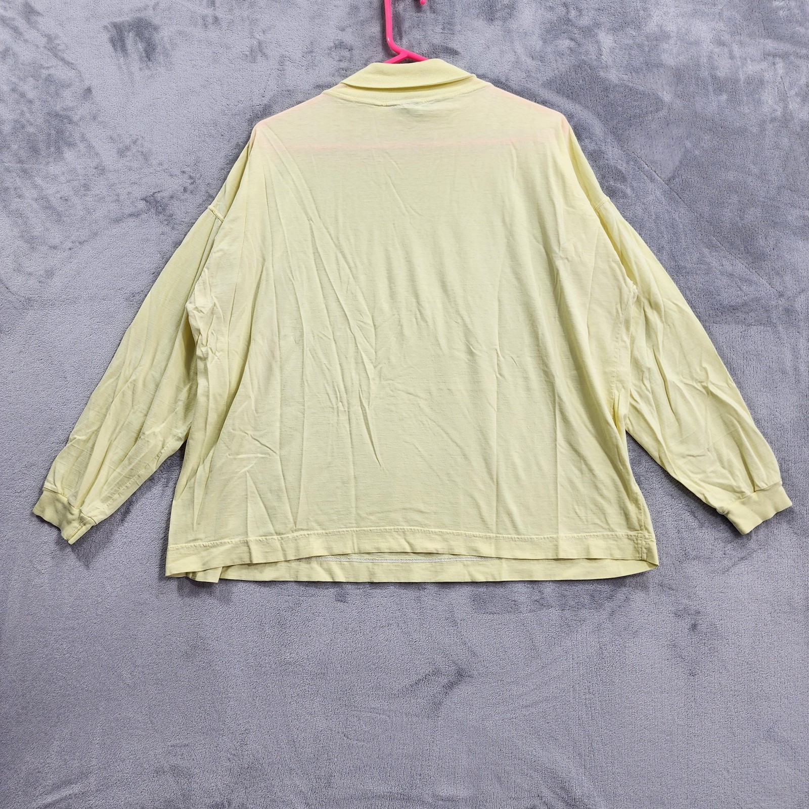 Vintage Top Mens L Yellow Long Sleeve Turtleneck Lightweight Cotton Casual