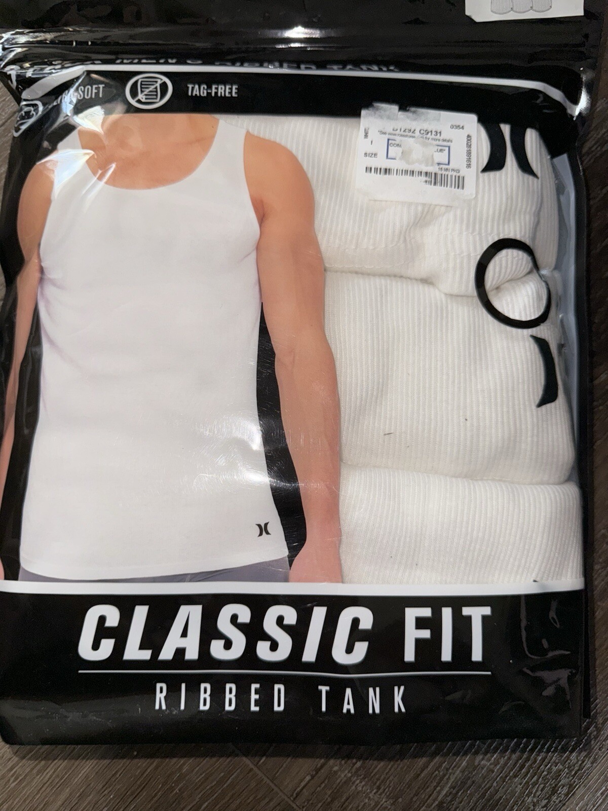 Hurley ~ Men&rsquo;s 3-Pack Tanks Tops Undershirts Cotton Blend White ~ M (38-40)