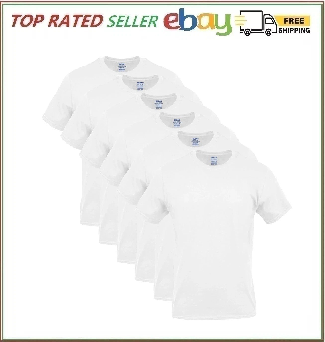 Gildan Men&rsquo;s Crew T-shirts, Multipack, Style G1100, White 6-Pack ( Select Size)