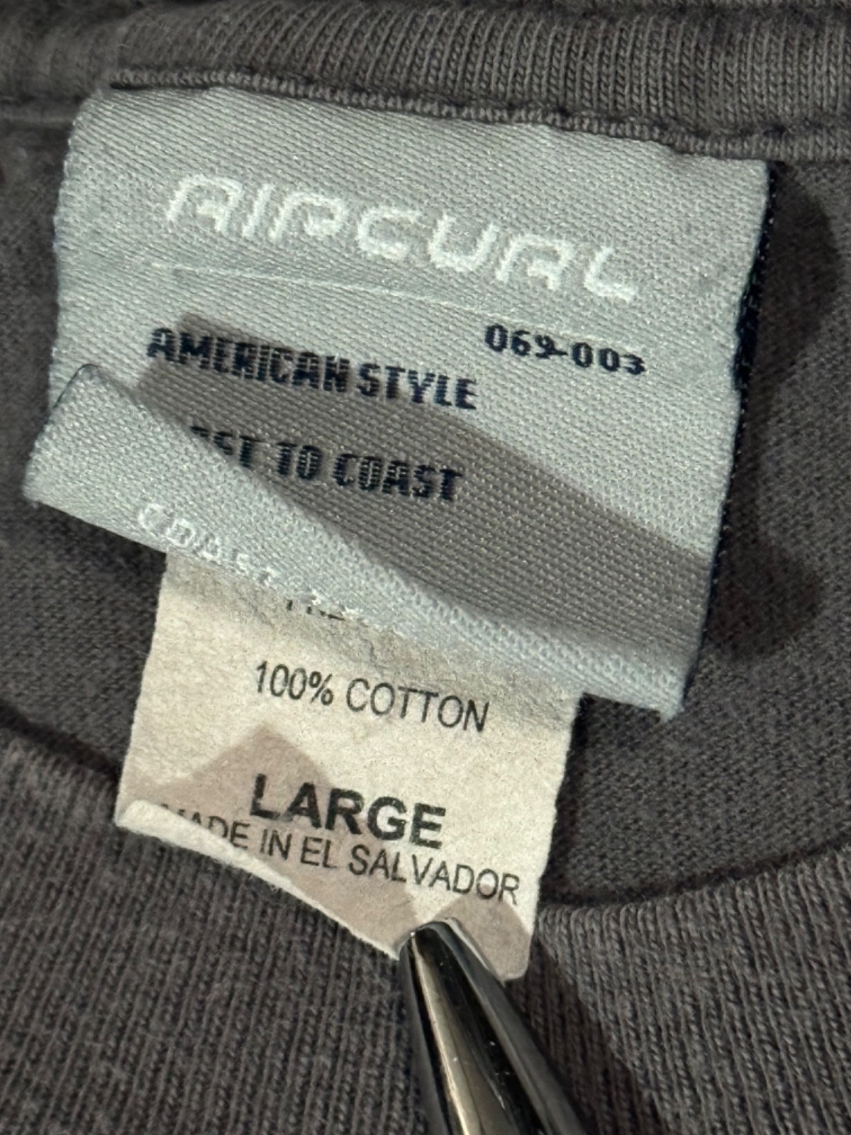 Rip Curl Surf Surfing Skate Vtg 3D Y2K Wave Sports Grey T Shirt -L