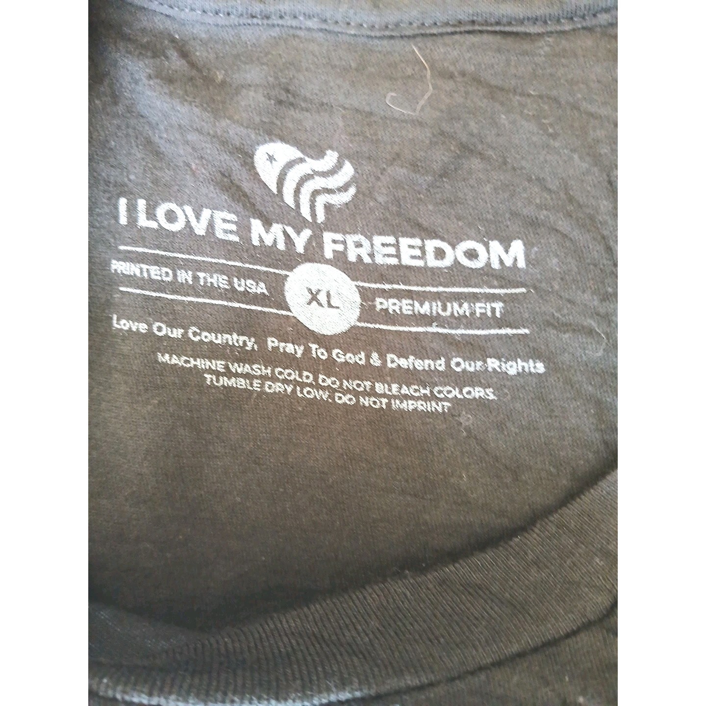 I Love My Freedom Lion American Flag Graphic T-Shirt Mens XL Black Patriotic Tee
