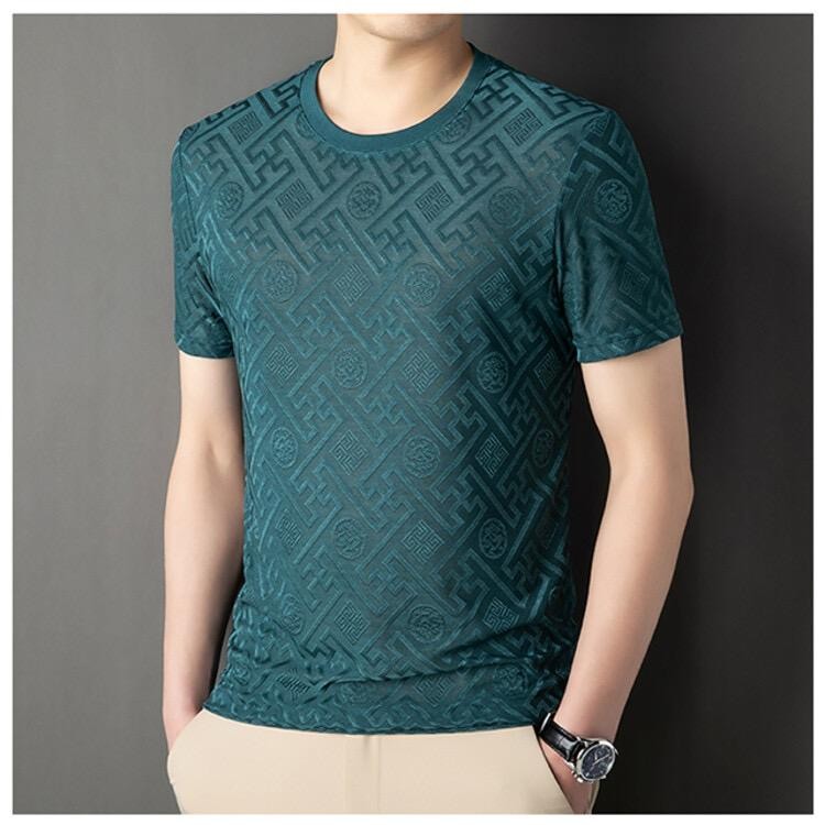 Men’s Breathable Ice Silk T-shirt Lightweight Summer Casual Designer Tee New
