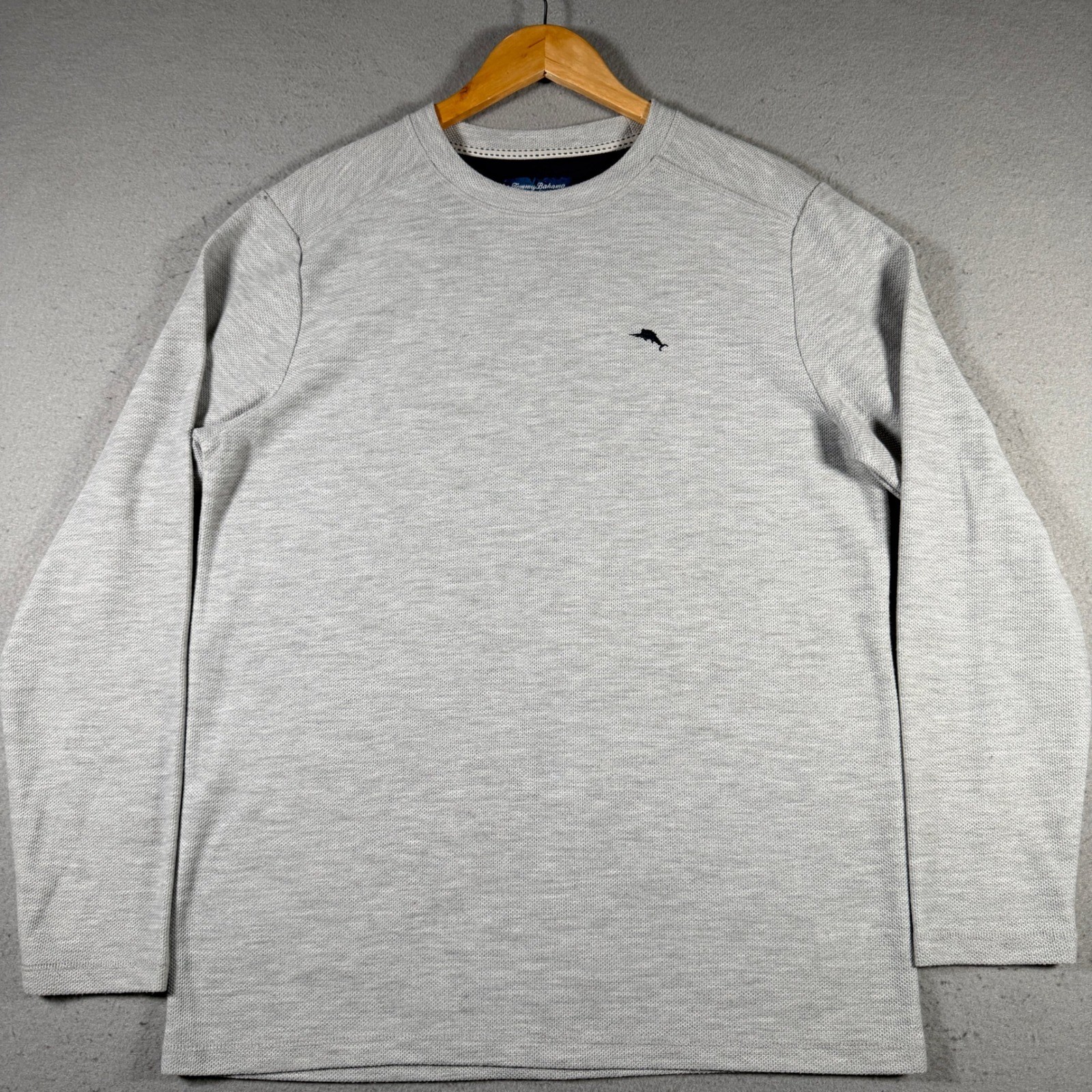Tommy Bahama Mens Grey Textured Long Sleeve Crew Neck Shirt ZTB97769 Size Medium