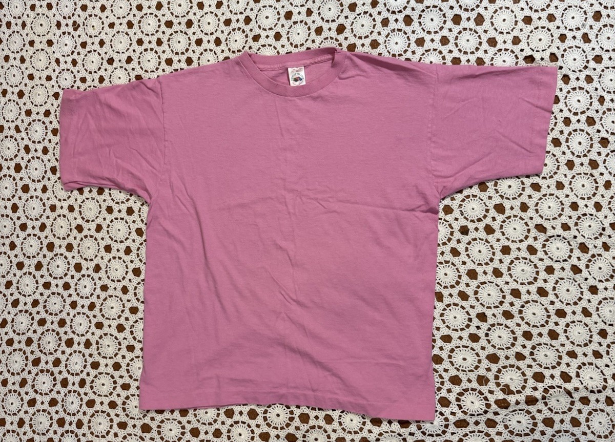 Vtg Retro Fruit Of The Loom Blank Pink T-Shirt Single Stitch USA XL Cotton As Is