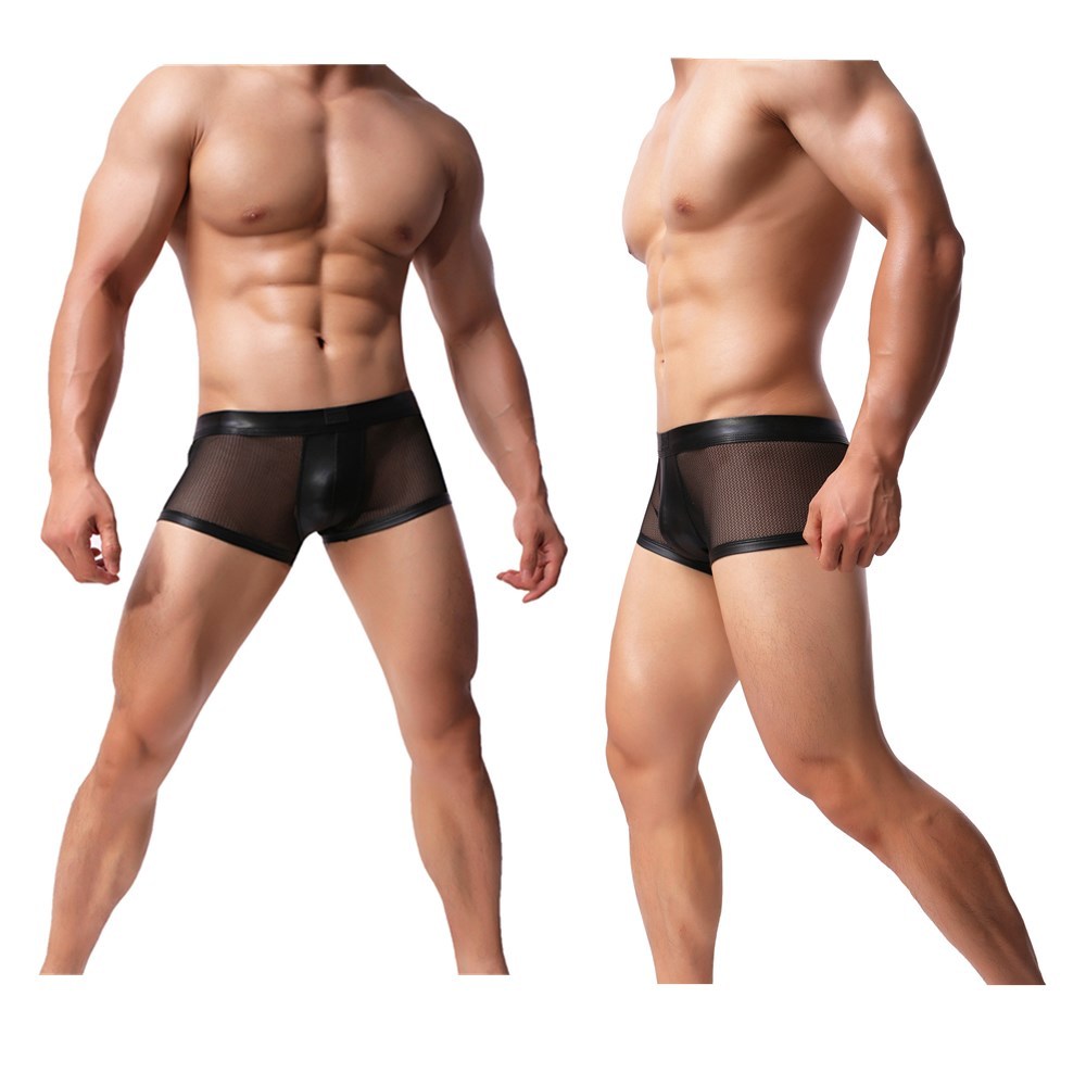 Men Mesh Transparent T-shirt Gym Training Tank Top Net Sport Sheer Boxers Shorts