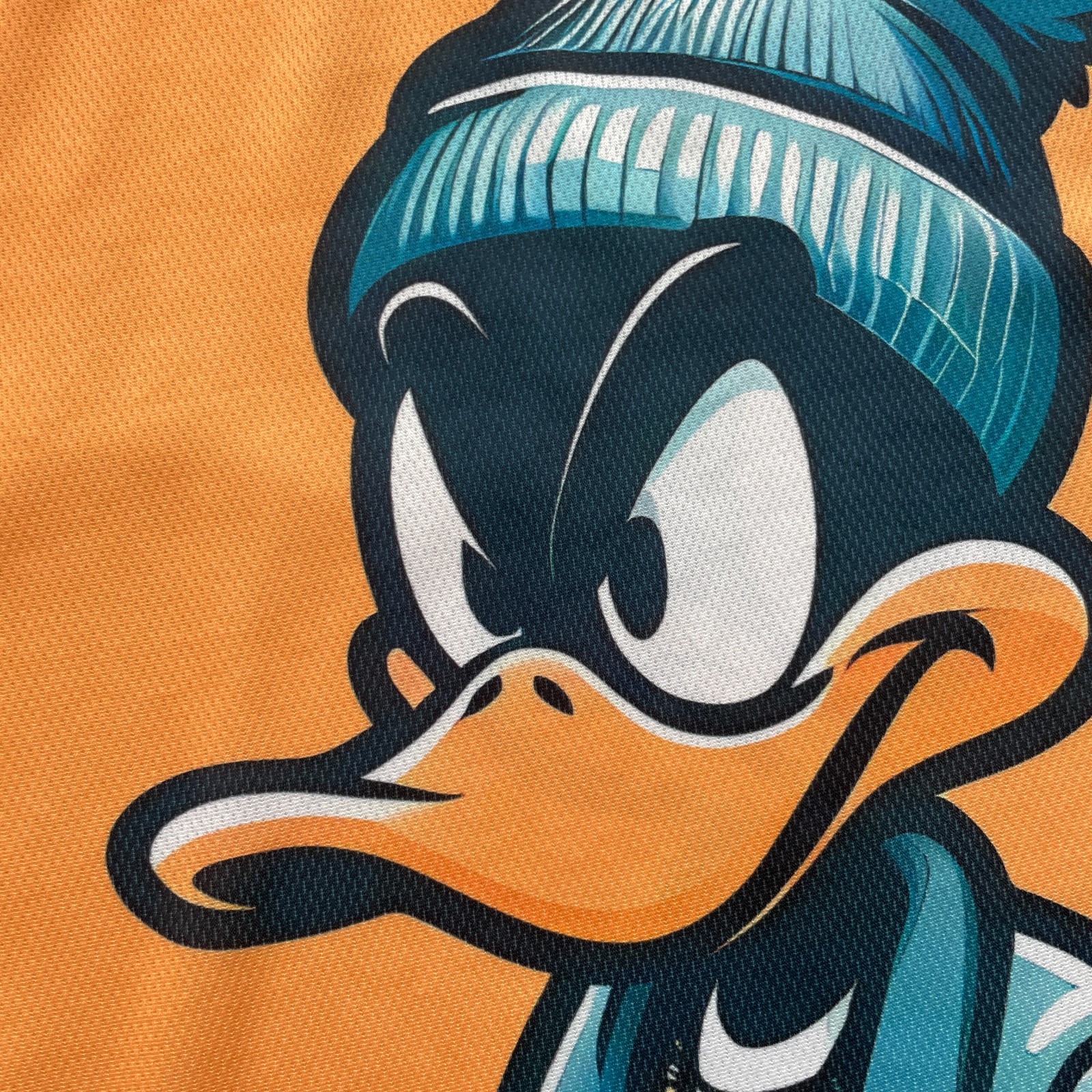 Duck T Shirt Mens XL Orange Cartoon Character Graphic Streetwear Tee Crew Neck