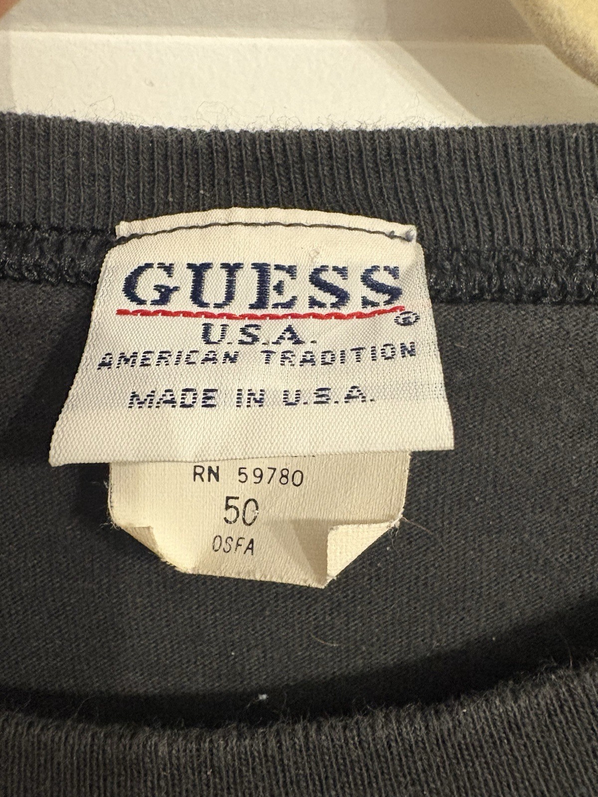 Vintage 90s Guess USA American Collection Spell Out Tee Shirt 22×25 Made In USA