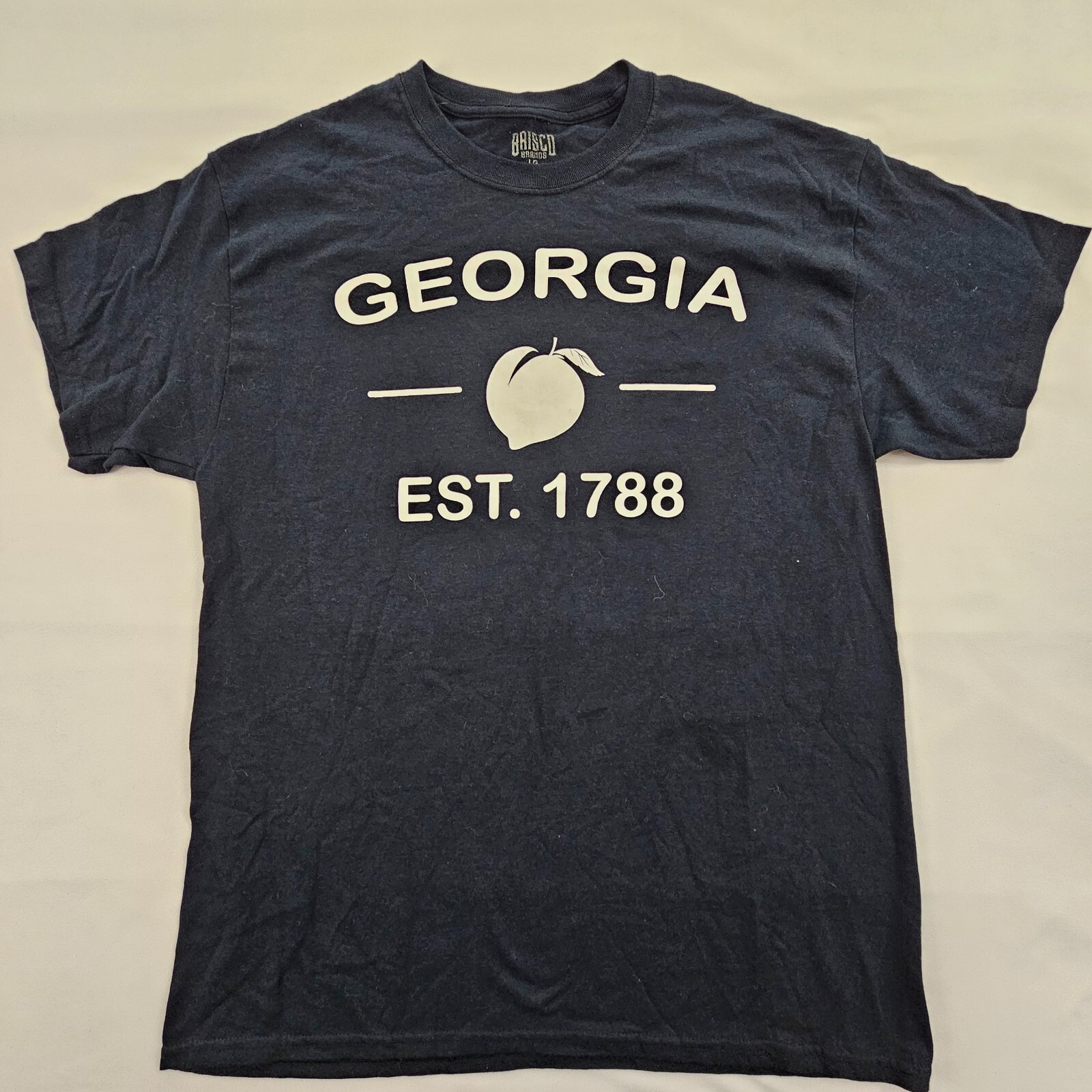 Georgia Peach Est 1788 Brisco Brands Black Short Sleeve Cotton T-Shirt Men&rsquo;s L