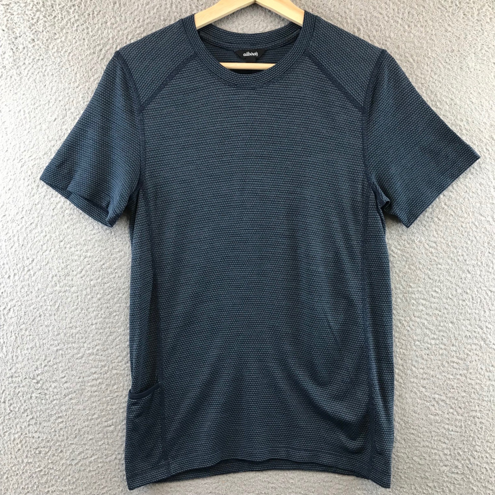 Allbirds Men XS Blue Textured Short Sleeve T Shirt Merino Wool Blend