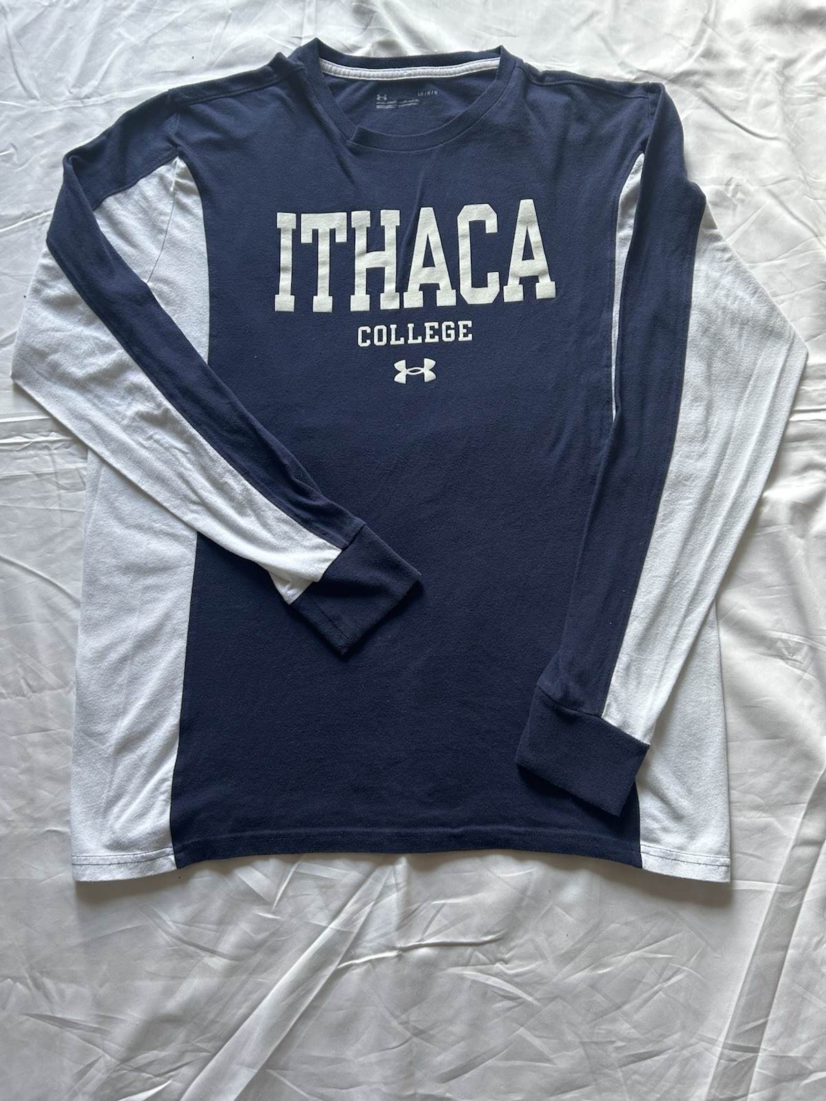 Under Armour Ithaca College Long Sleeve Shirt Men&rsquo;s Large Navy Blue White UA