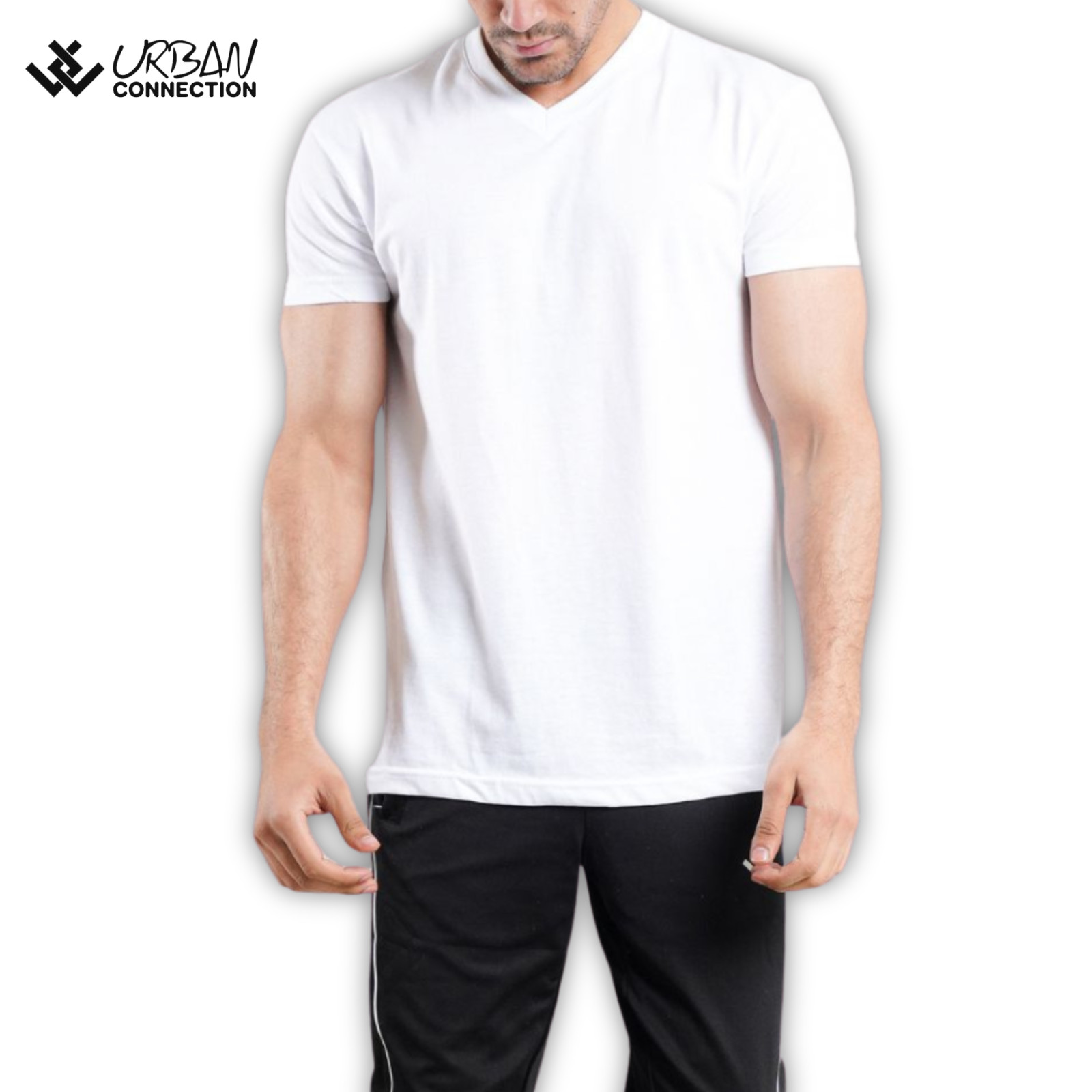 Pack of 12 Shirts | White V-Neck T-Shirt | Urban Connection | Sizes: Small – 6XL