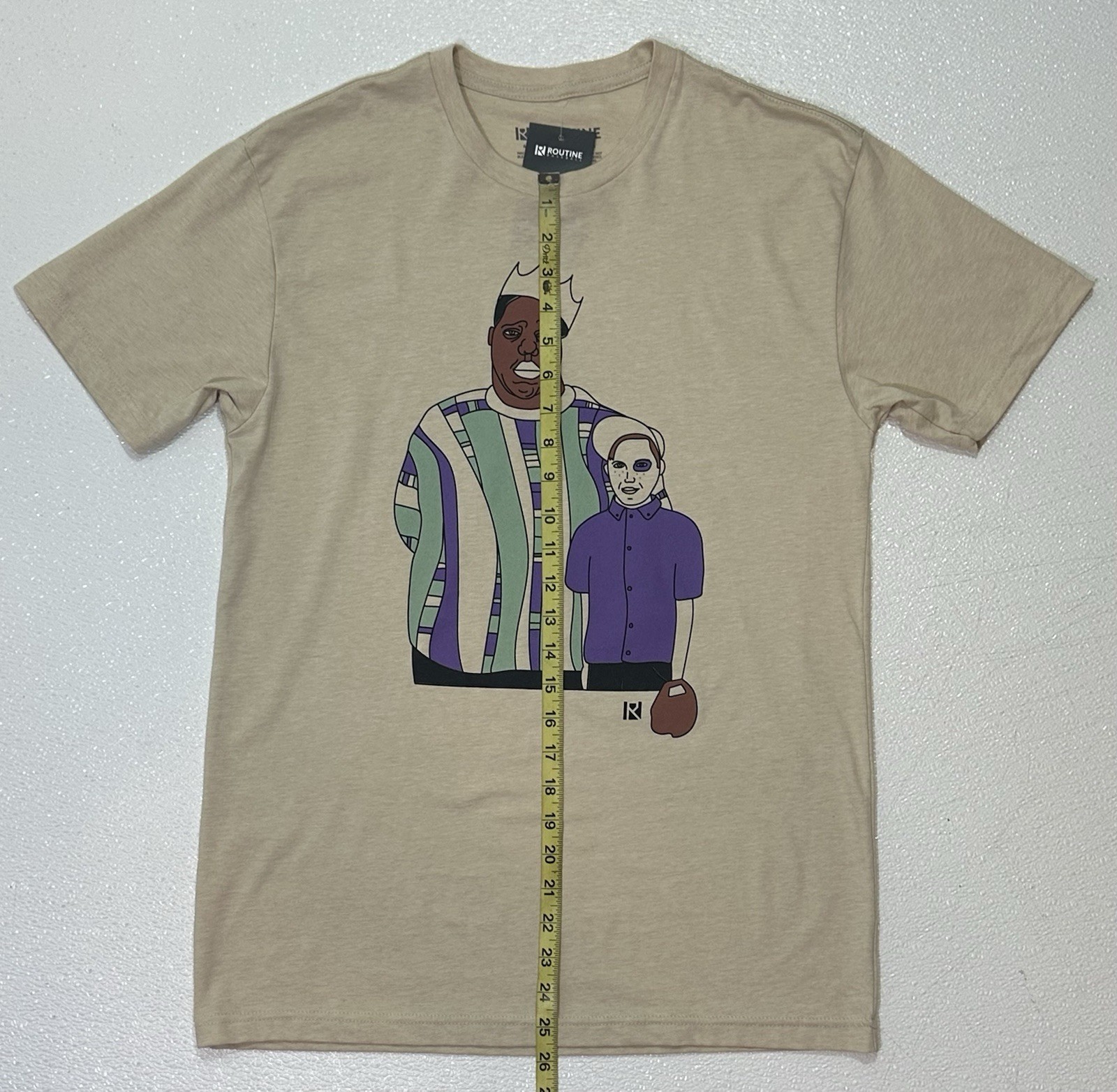 ROUTINE BASEBALL Size Medium Beige Biggie Smalls Sandlot T-shirt NWT