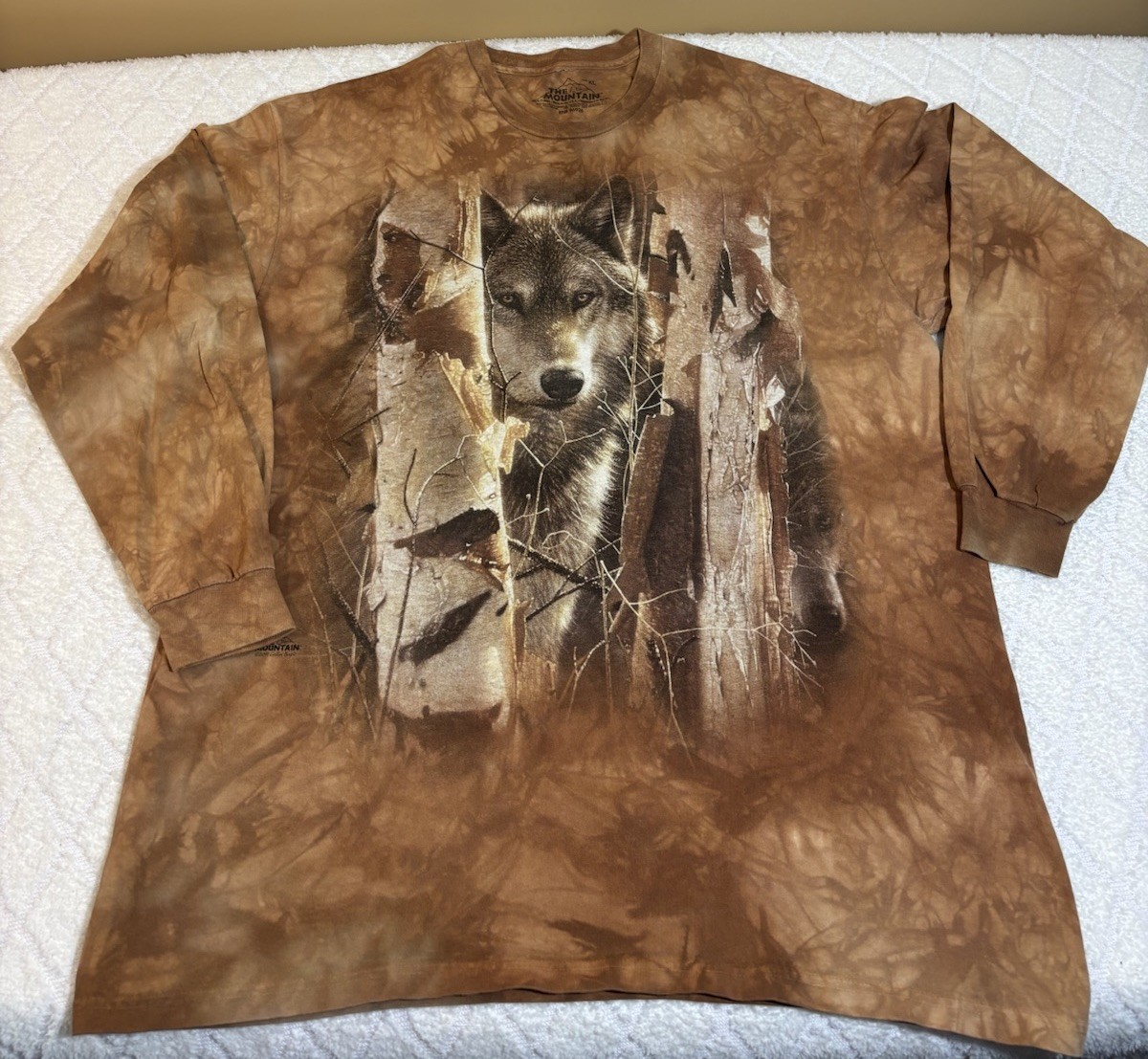 The Mountain 2011 Collin Bagel Wolf Woodland Fall Camo All Over Print Shirt XL