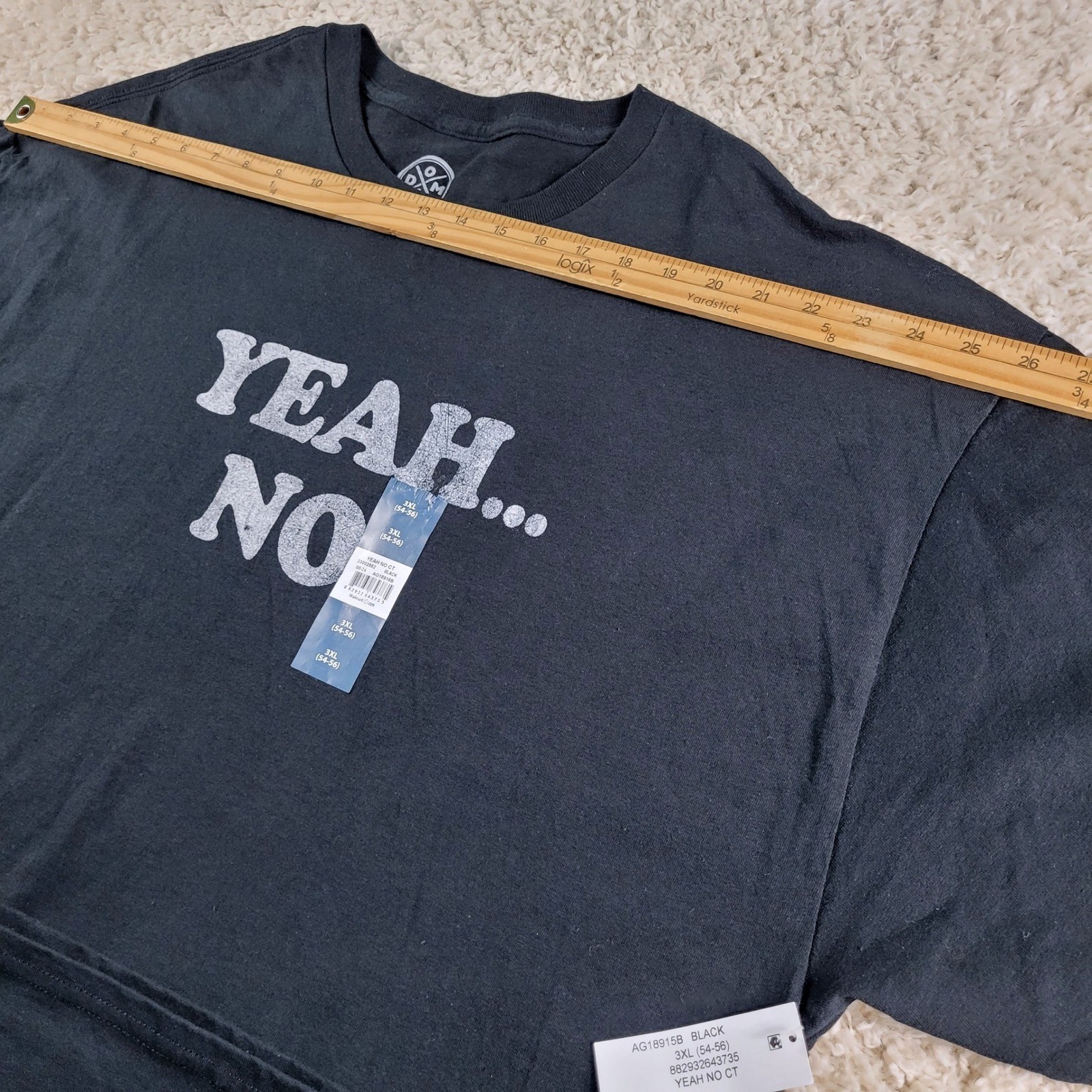 DOM T-Shirt Men&rsquo;s Size 3XL Black New Yeah No Graphic Print Cotton Tee AG18915B