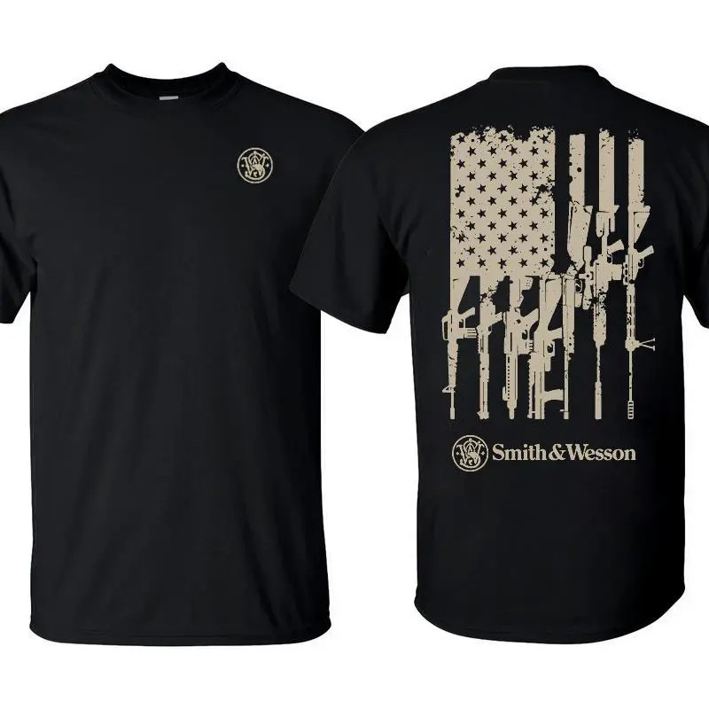 Smith & Wesson Tactical T-Shirt American Flag Firearms Graphic Tee