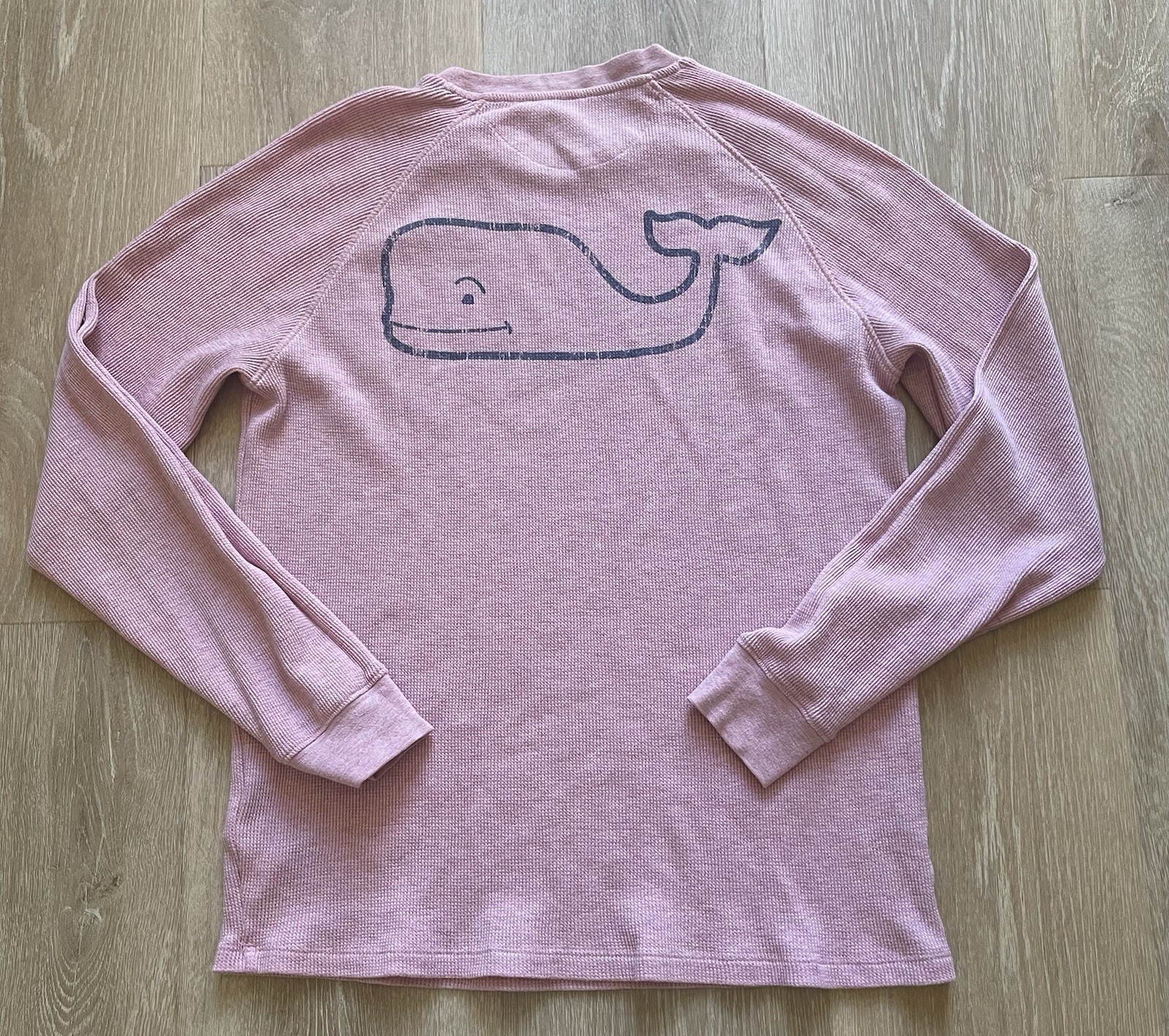 Vineyard Vines Thermal Shirt Men Pink Waffle Knit Stretch Whale Logo Small