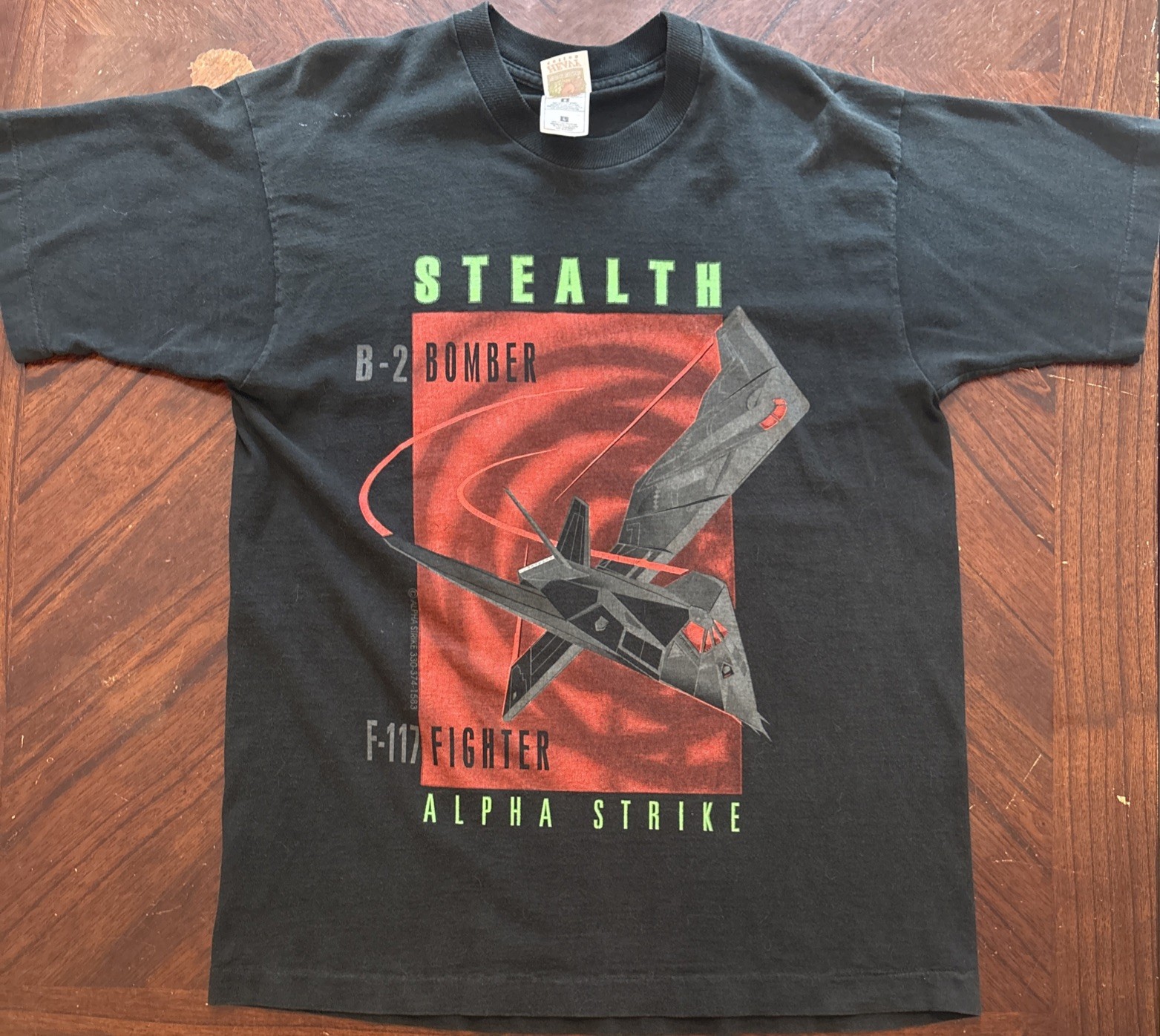 Stealth B-2 Bomber F-117 Fighter Single Stitch Alpha Strike T-Shirt – Size Large