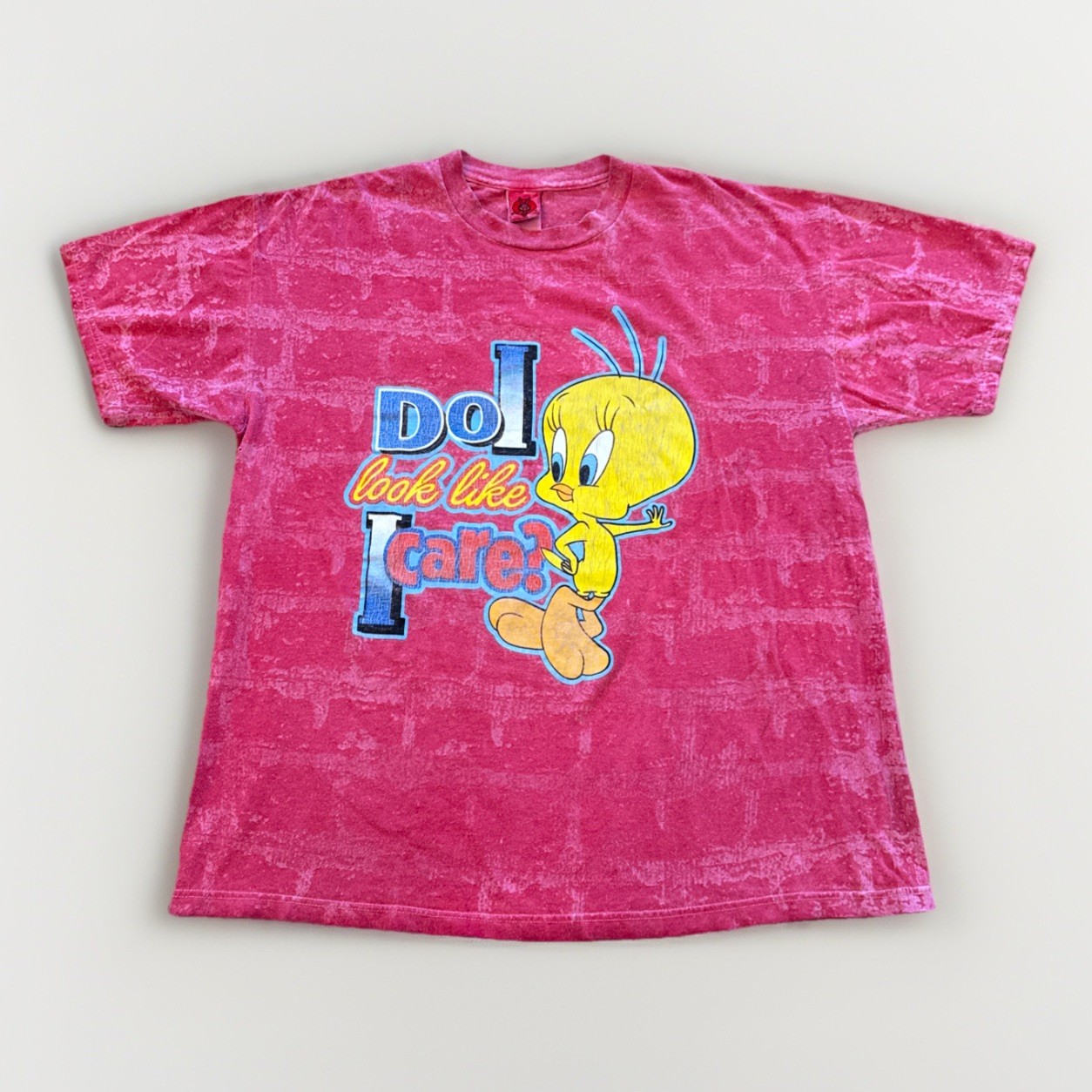 Vintage Tweety Bird Shirt Mens XL Pink Looney Tunes 90s Do I Look Like I Care