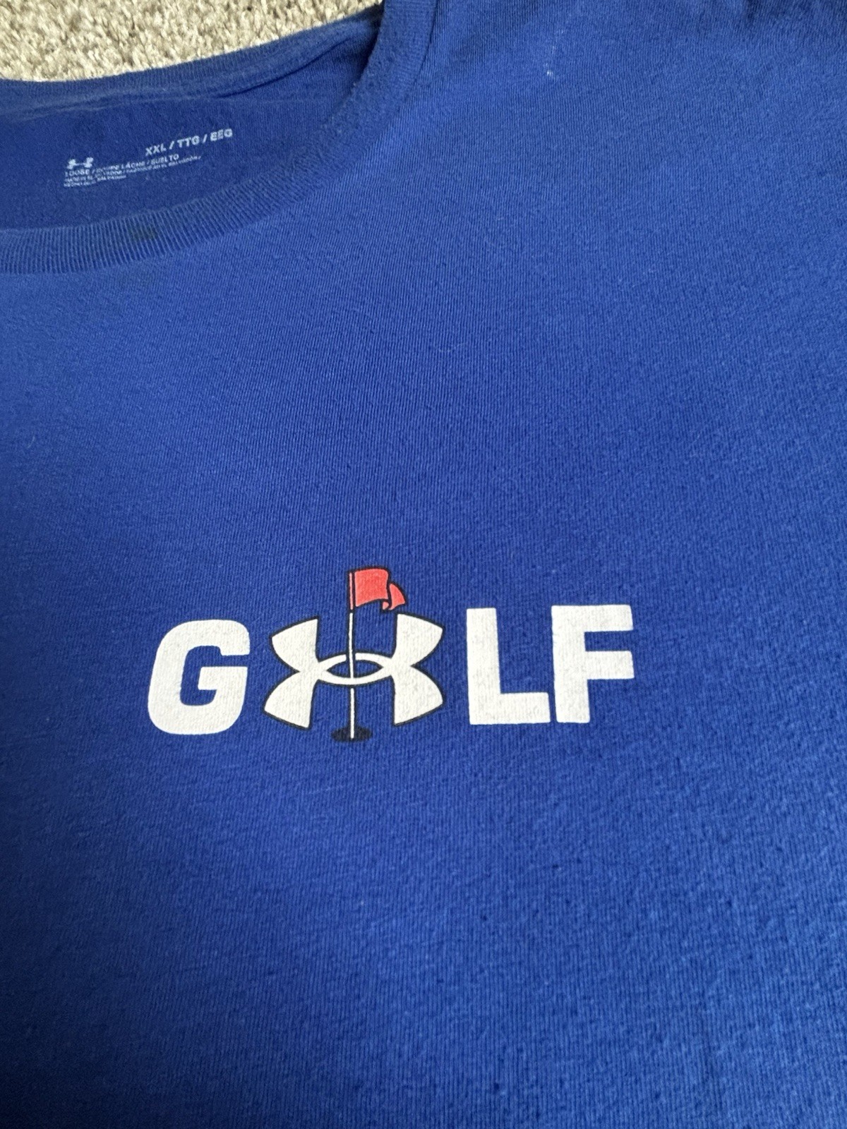 Under Armour Men&rsquo;s XXL Regular Blue Crew Neck Short Sleeve Logo Golf Tee