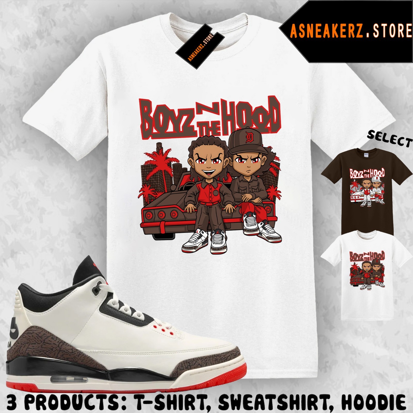 Tee Shirt Matching AJ 3 World&rsquo;s Best Dad 2026 Match Sneaker The Boondocks Boyz