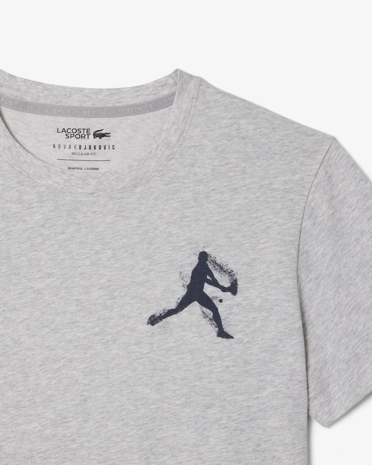 Lacoste x Novak Djokovic Men&rsquo;s Regular Fit Gray On Court T-shirt & Cap Medium