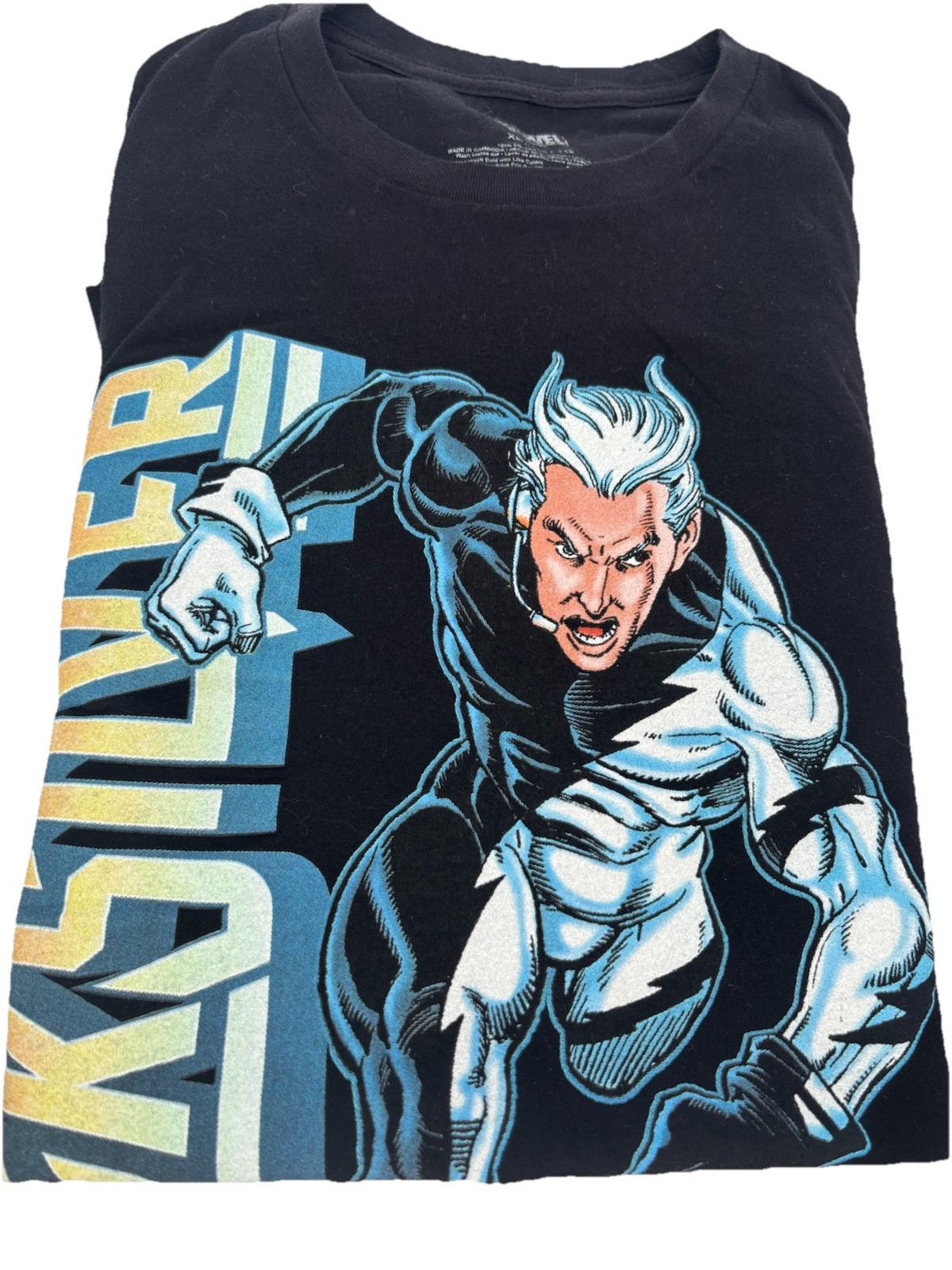 Marvel Quicksilver Men&rsquo;s XL Black Graphic Crew Neck T-Shirt Superhero Summer