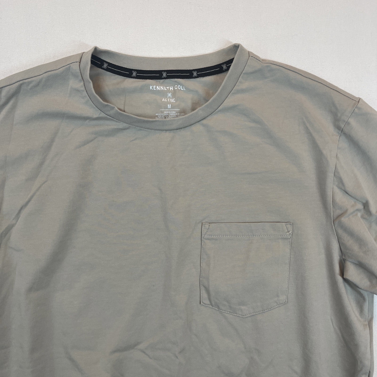 Kenneth Cole Men&rsquo;s Green Stretch T-Shirt Slim Fit Organic Cotton Blend M