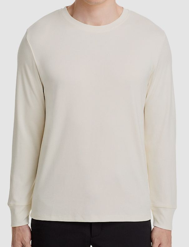 Theory Men&rsquo;s Ivory Essential Crewneck Long Sleeve T-Shirt Size L