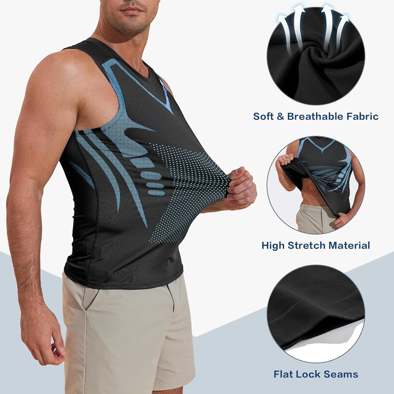Singlets for Men Shaper Tank Top Compression Sleeveless Sports Muscle Tee Shirt