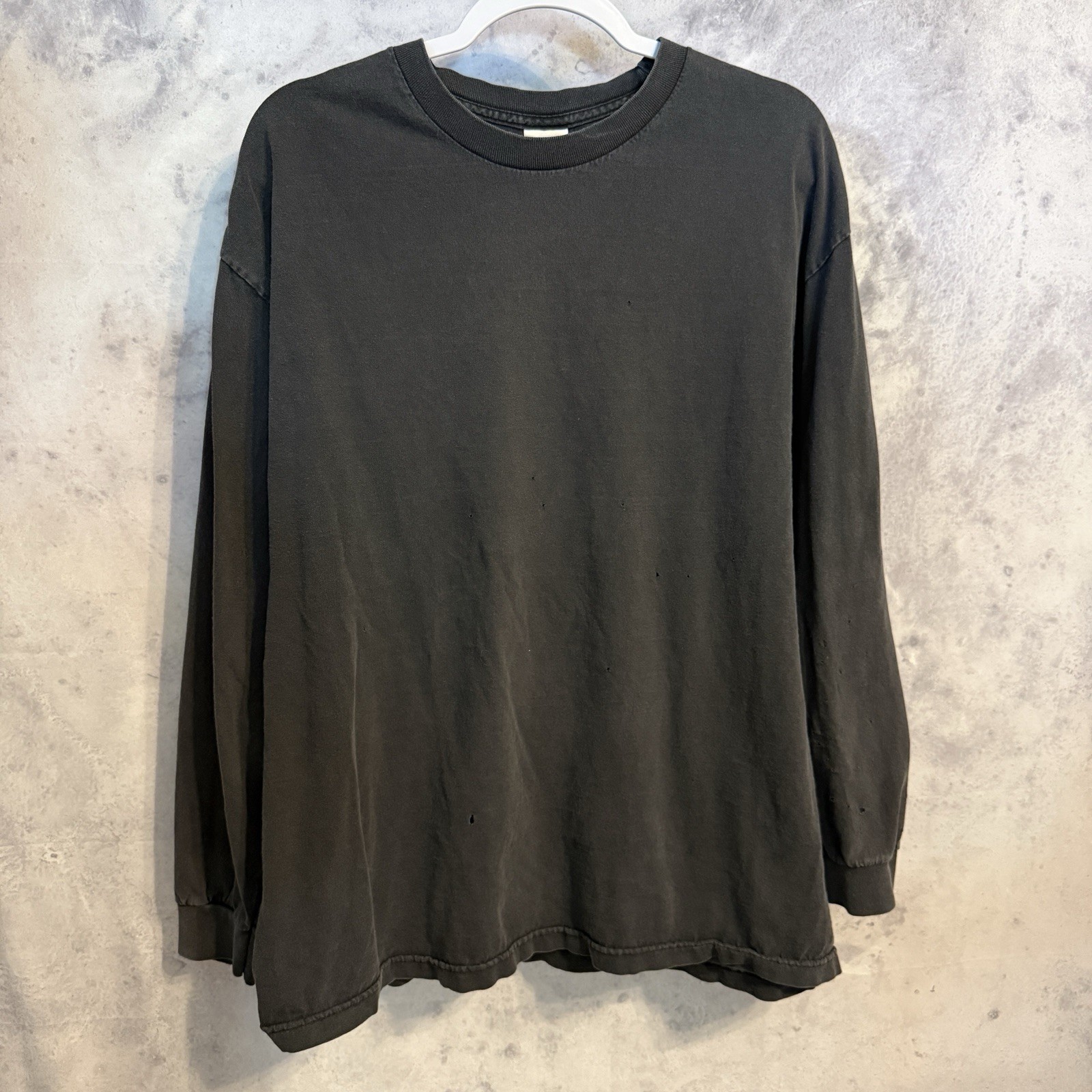 Vintage Y2K 90s AAA Faded Black Blank Long Sleeve Shirt Mens XL Grunge Skate Tee