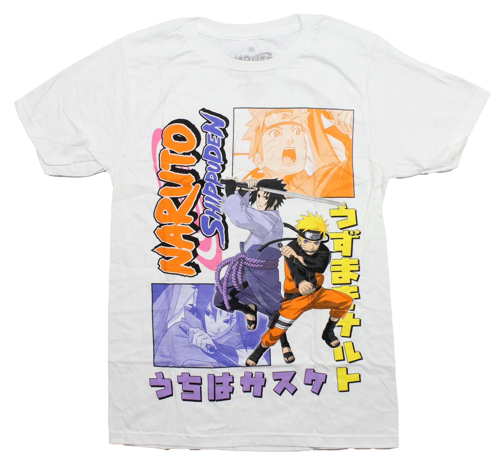 Naruto Shippuden New Adult T-Shirt – Sasuke & Naruto Fighting Stances Logo