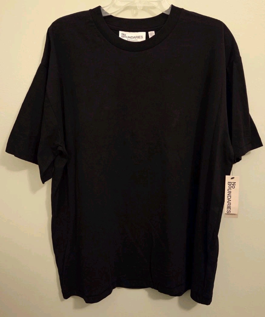 No Boundaries Men&rsquo;s MEDIUM Oversize Cotton Tee BLACK T-Shirt #10726