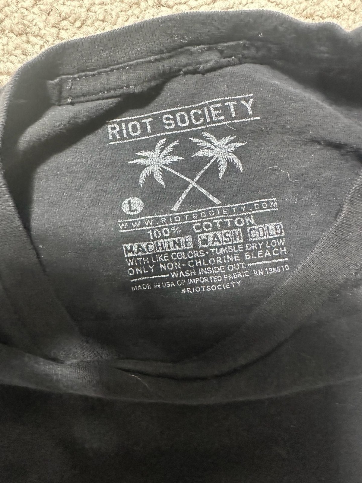 Riot Society Bangkok Thailand Graphic T-Shirt Black Size Large