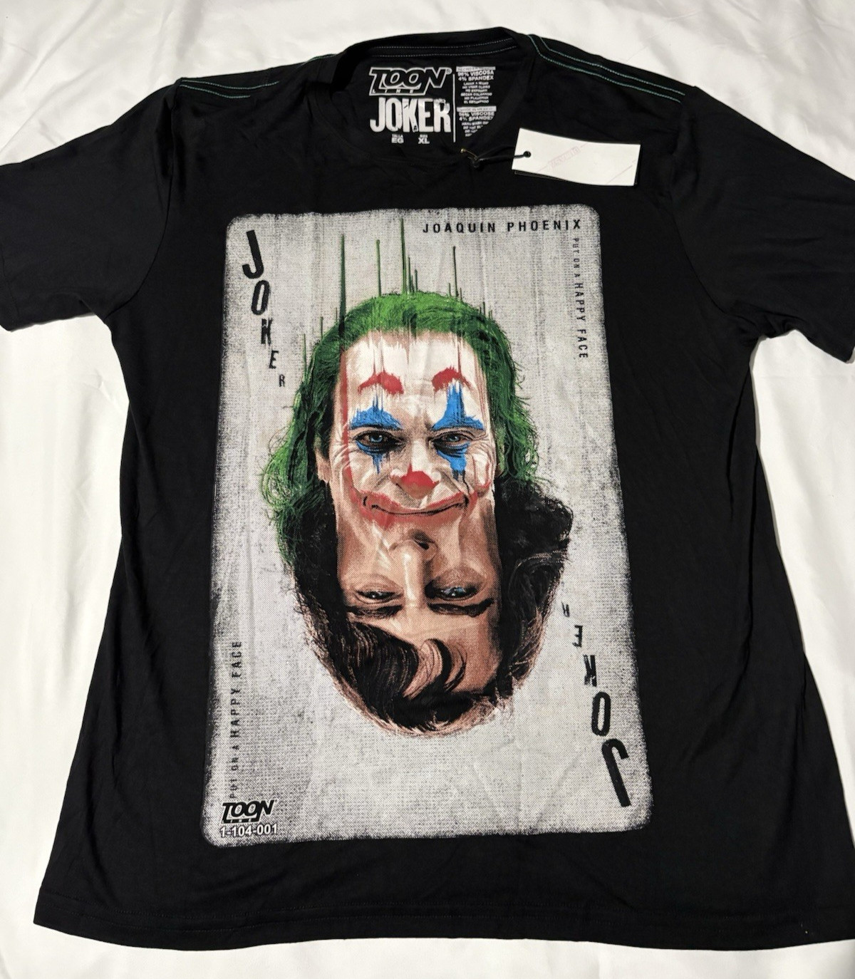 Toon Line Joker Joaquin Phoenix T-Shirt Mens XL Black Movie Graphic New