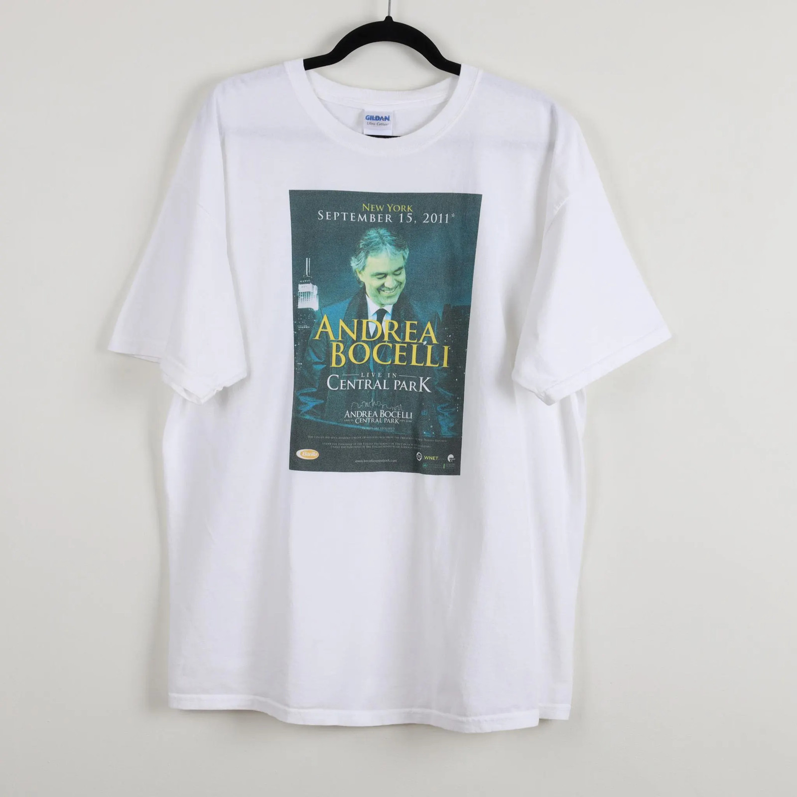 Vintage Y2K Andrea Bocelli Live in Central Park 2011 Concert Poster T-shirt XL