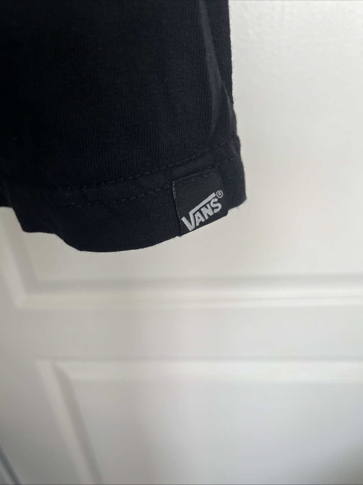 VANS T-Shirt Mens Sz L Short Sleeve Glossy Logo Tee Classic Black On Black Gym
