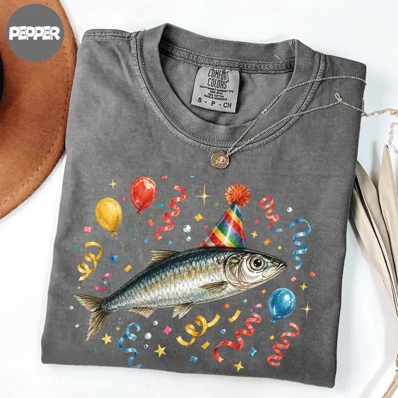 Funny Fish Party Sardine Comfort Tee Graphic Ocean Animal Gift Shirt