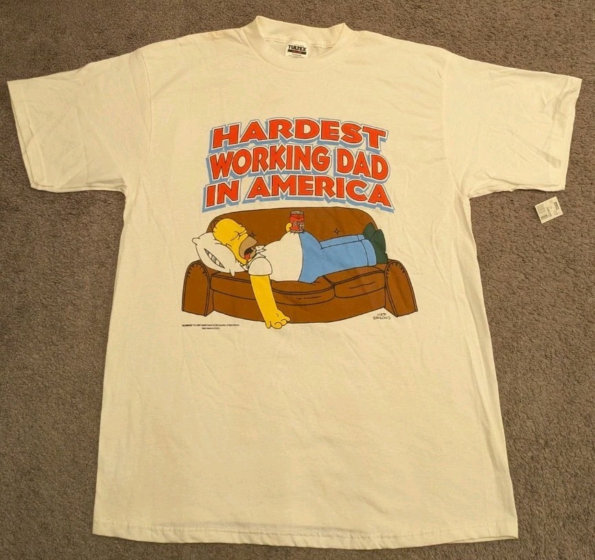 Vintage 1998 The Simpsons Homer Hardest Working Dad in America T-Shirt Men&rsquo;s XL