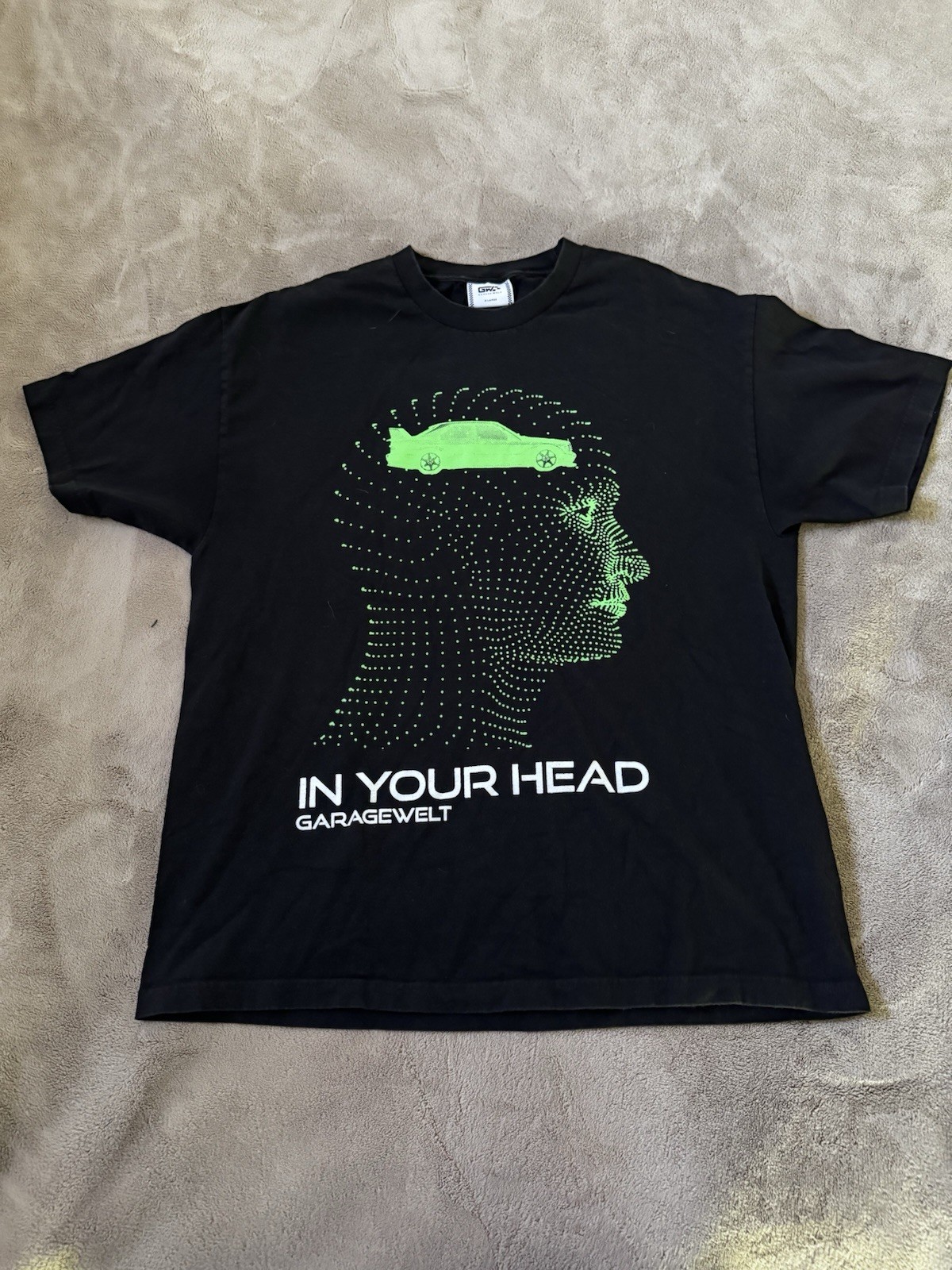 Garagewelt « In Your Head » Black Graphic Front Print Men&rsquo;s Crew Neck T-Shirt XL