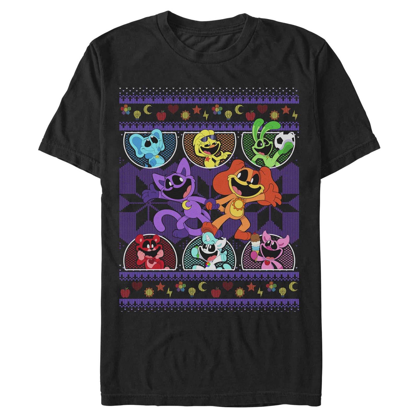 Men&rsquo;s Poppy Playtime Ugly Sweater Smiling Critters T-Shirt