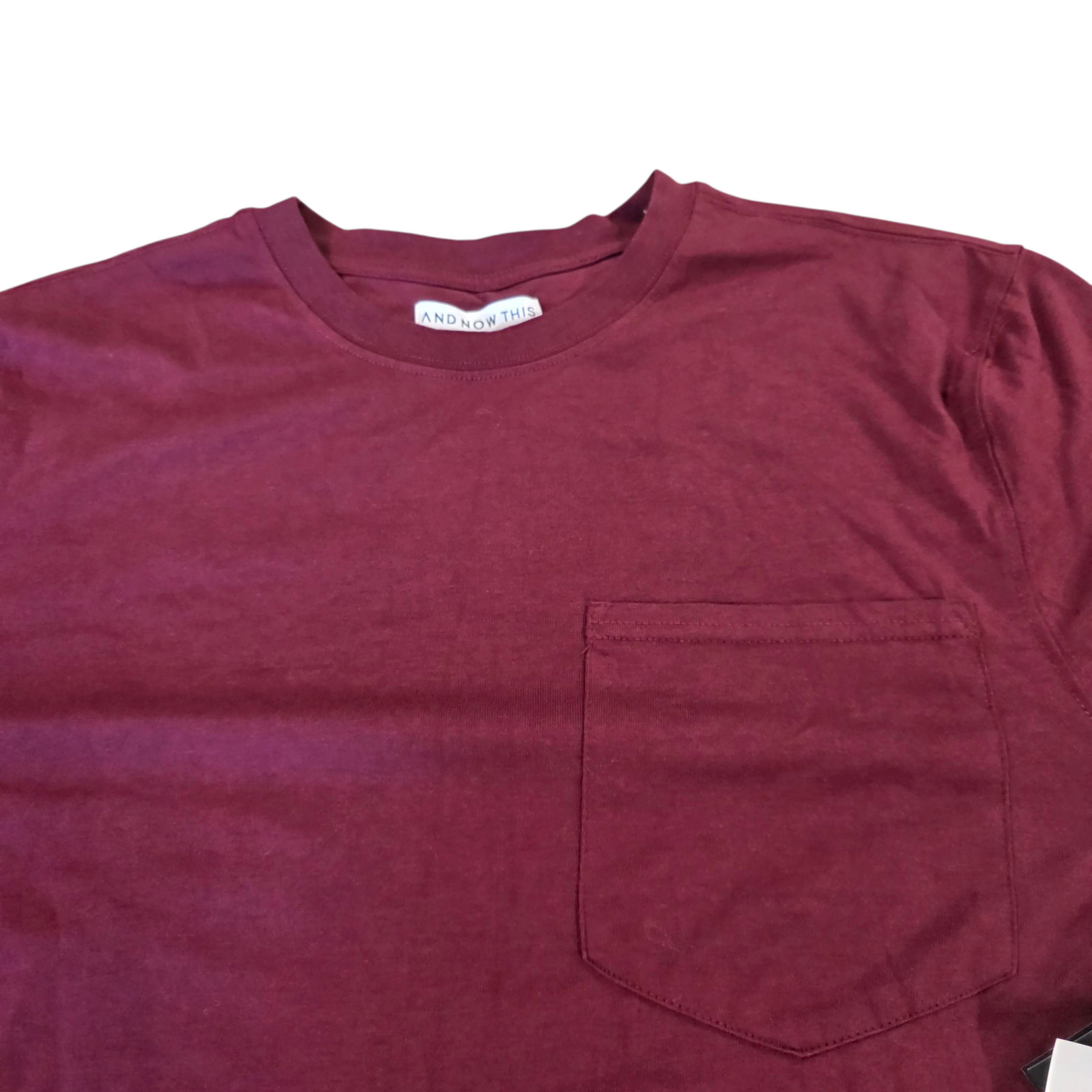 And Now This Pullover Shirt Mens Tawny Port L Crew Neck Knit Pocket Tee Casual