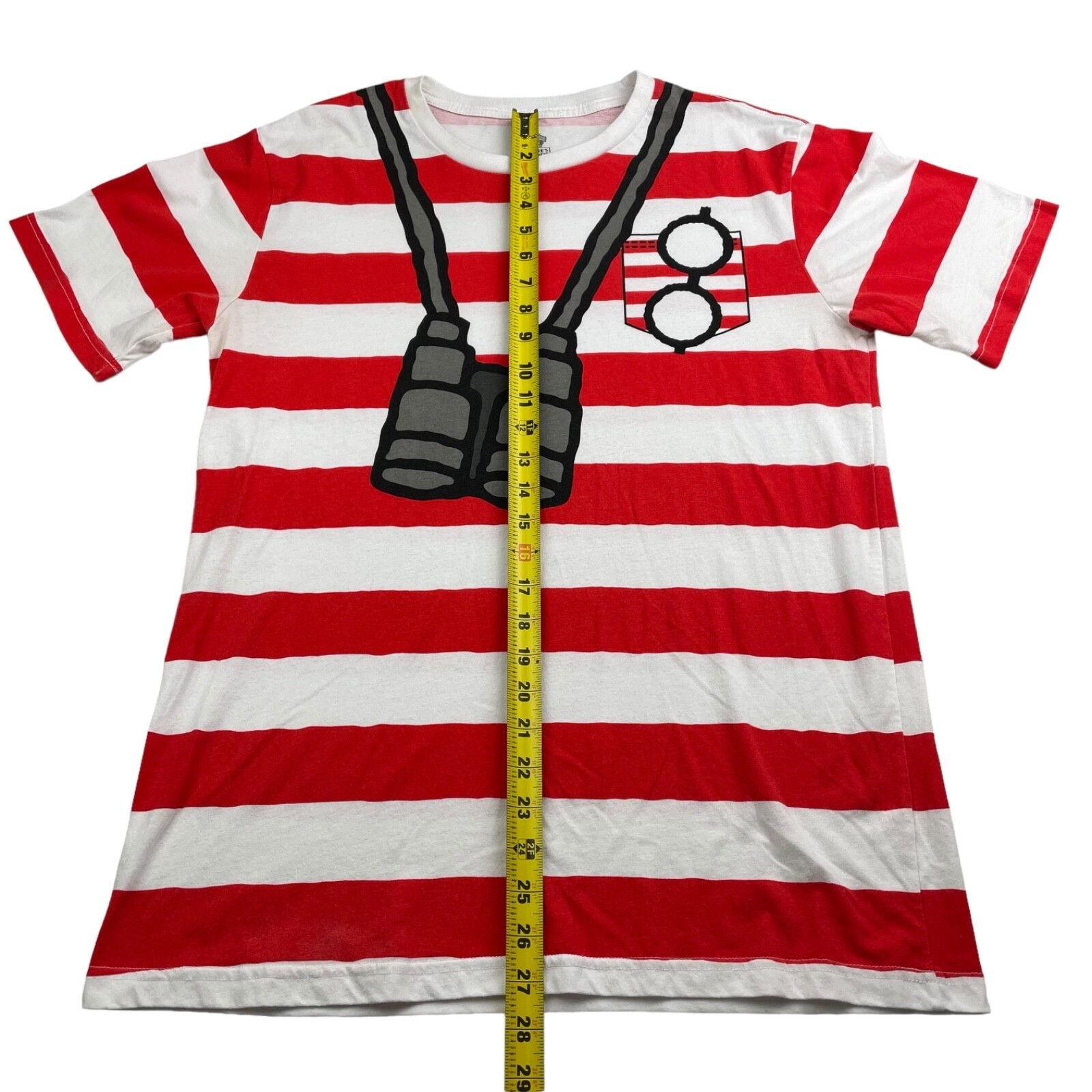 Where&rsquo;s Waldo Men&rsquo;s Red & White Stripe S/S T-Shirt • Medium