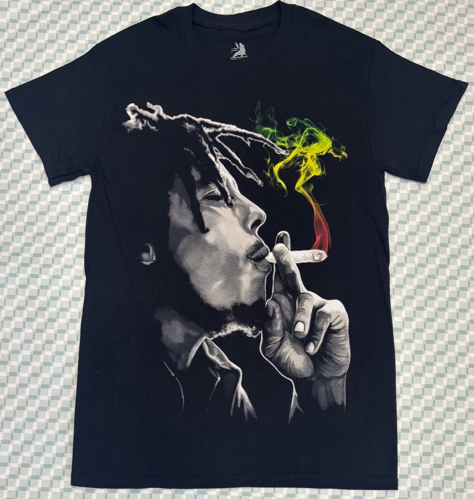 Bob Marley Smoking Weed Graphic T-shirt Men Black Short Sleeve Music