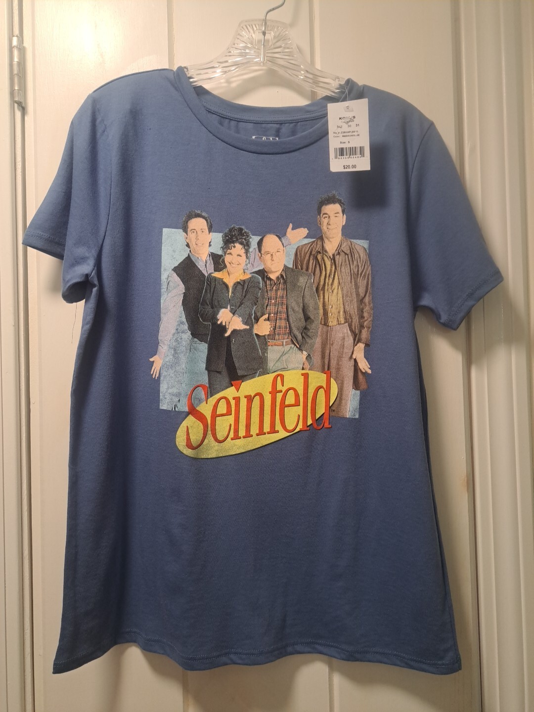 Seinfeld Logo Sitcom Cast Mens Size S NBC Must-See TV Madison Blue Cotton Tee