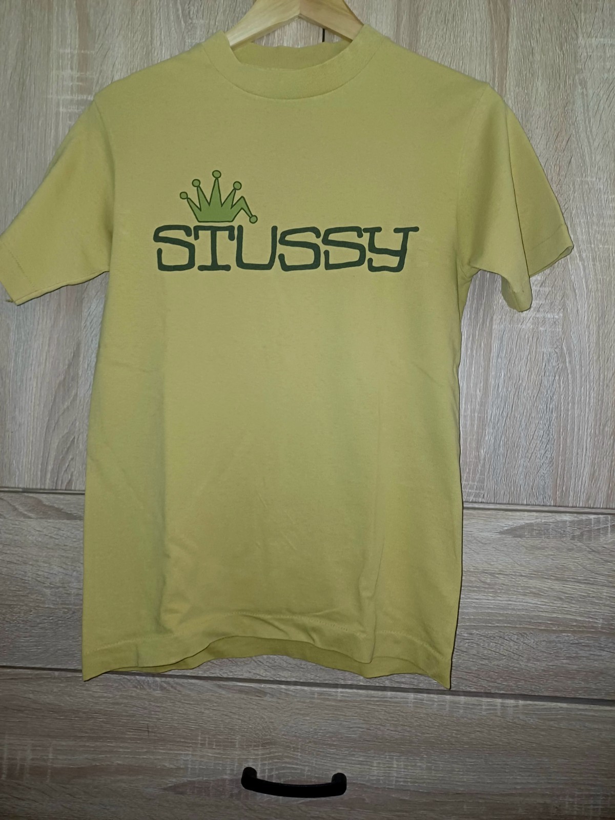 Vintage Early 90&rsquo;s Stussy Crown Logo T-Shirt Mustard Single Stitch Black Tag