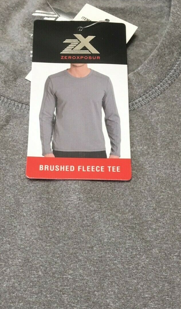 Mens Zeroxposur Brushed Fleece Stretch Layering T Shirt Gray Choose Size
