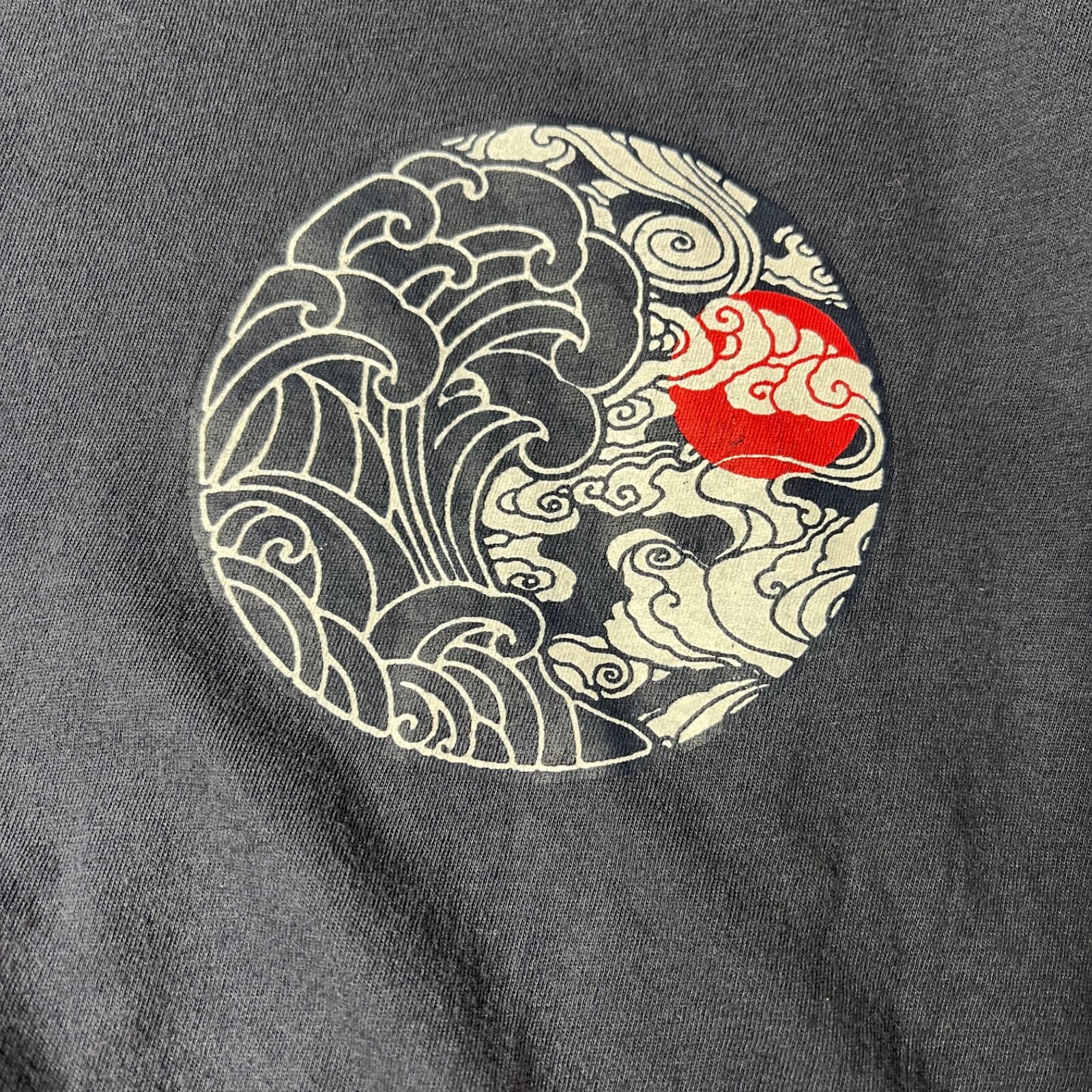 Carbon2Cobalt Mens Long Sleeve Blue T-Shirt Sz M Japanese Fire/Earth Design Soft