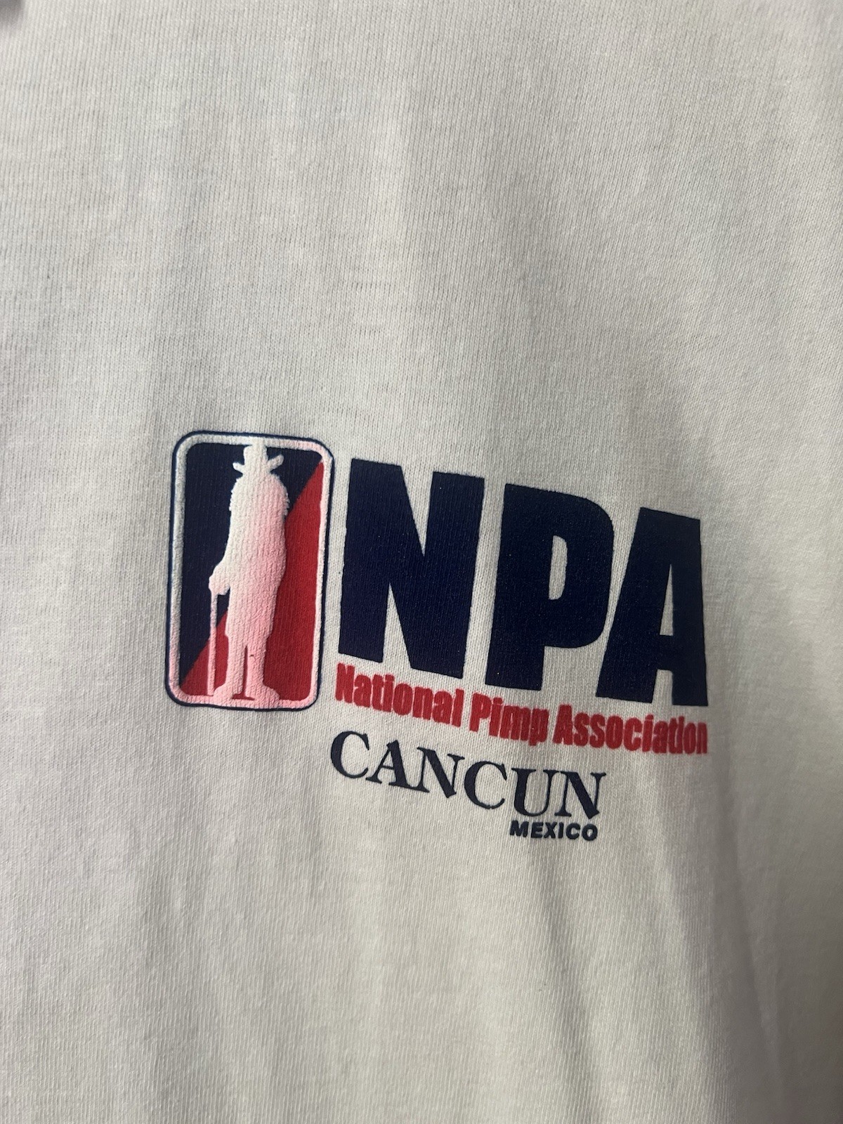 NPA NATIONAL PIMP ASSOCIATION Cancun NBA BASKETBALL Parody T-Shirt Size Medium