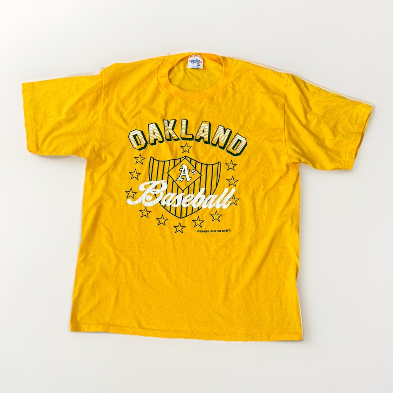 Vintage 80s Velva Sheen Mens Oakland A&rsquo;s Athletics T-Shirt Size XL Extra Large