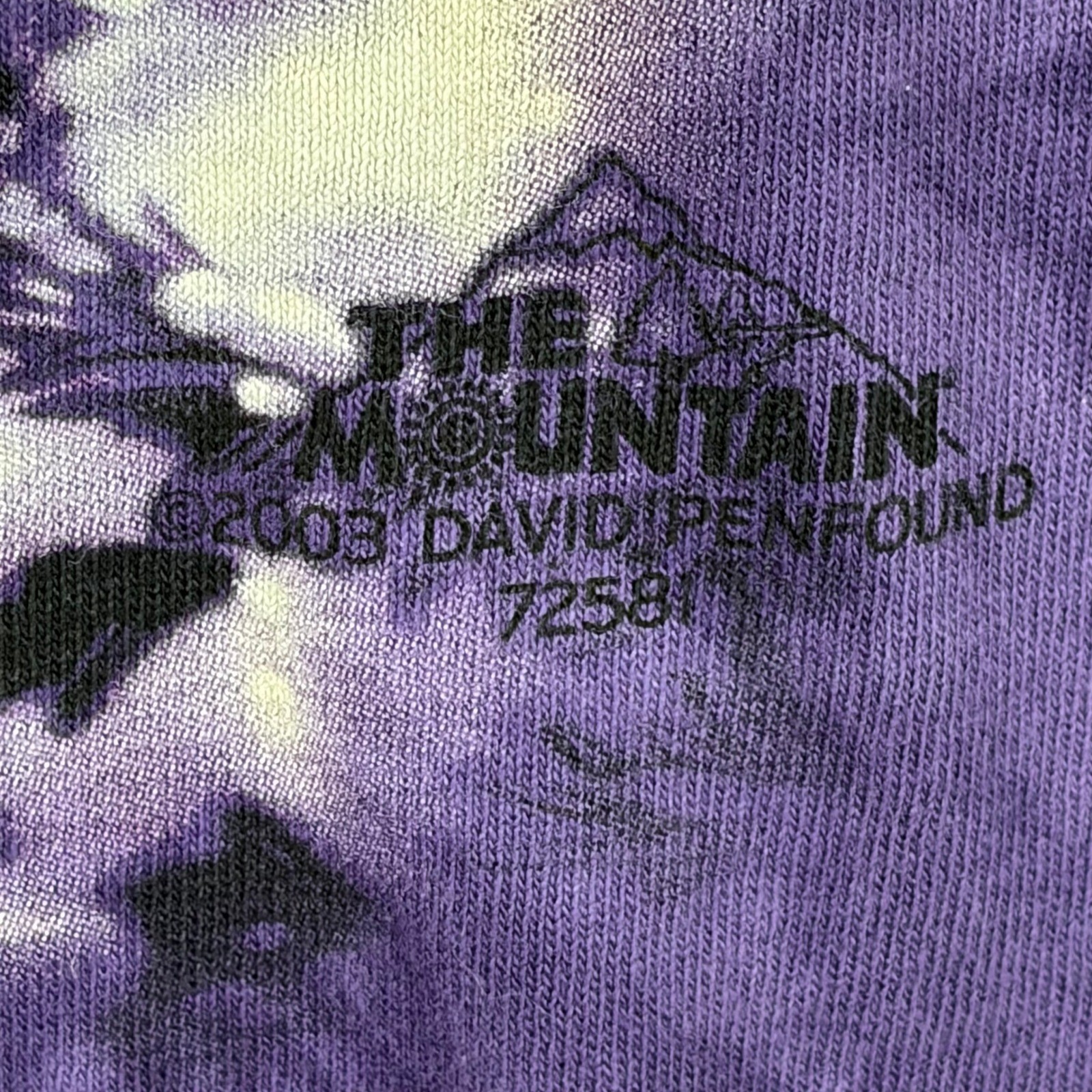 The Mountain 2003 David Penfound Wolf Spirit Tie Dye T-Shirt Purple 2XL Vintage
